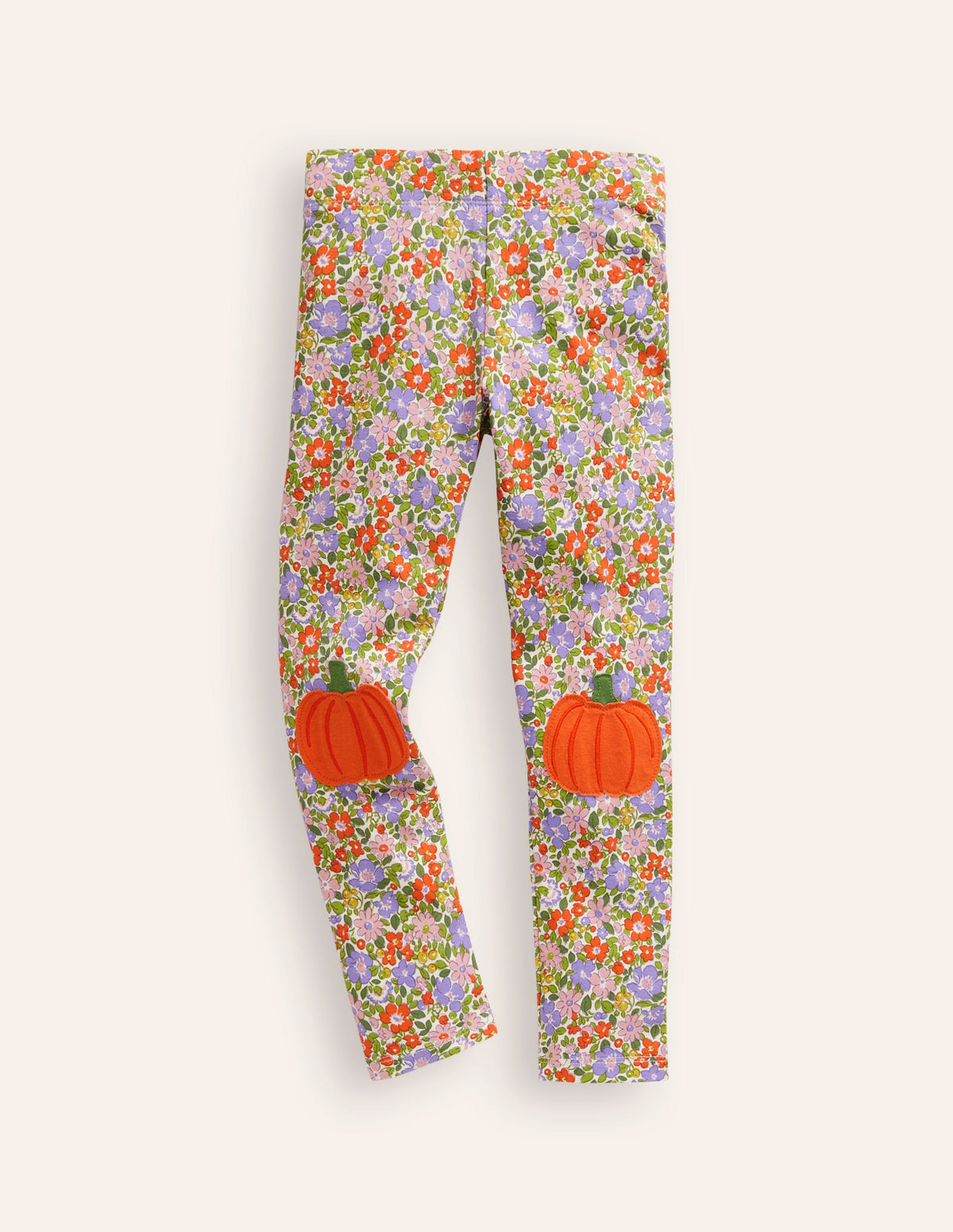 Appliqué Leggings-Aster Purple Floral Pumpkin - Image 1