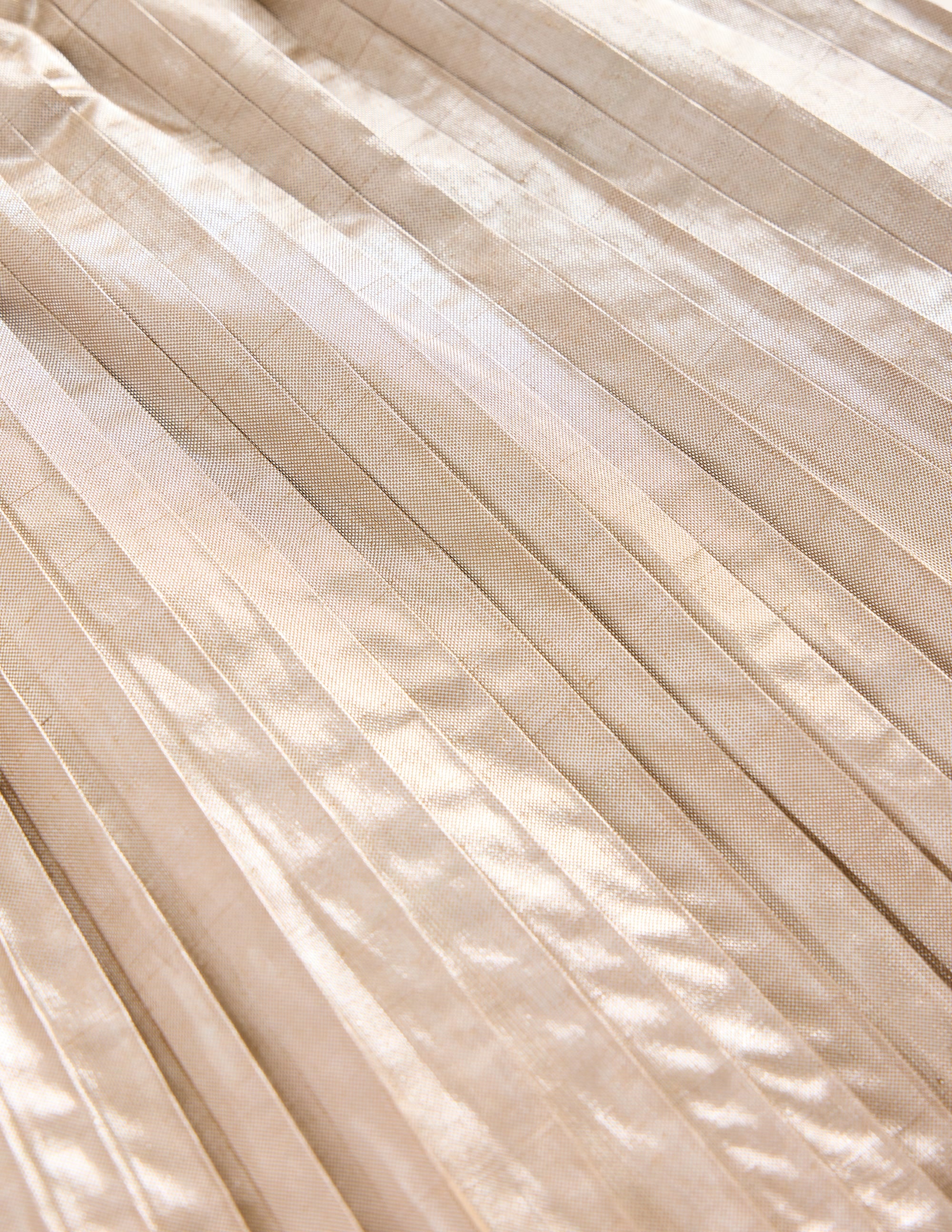 Pleated Mini Skirt-Gold Metallic - Image 3