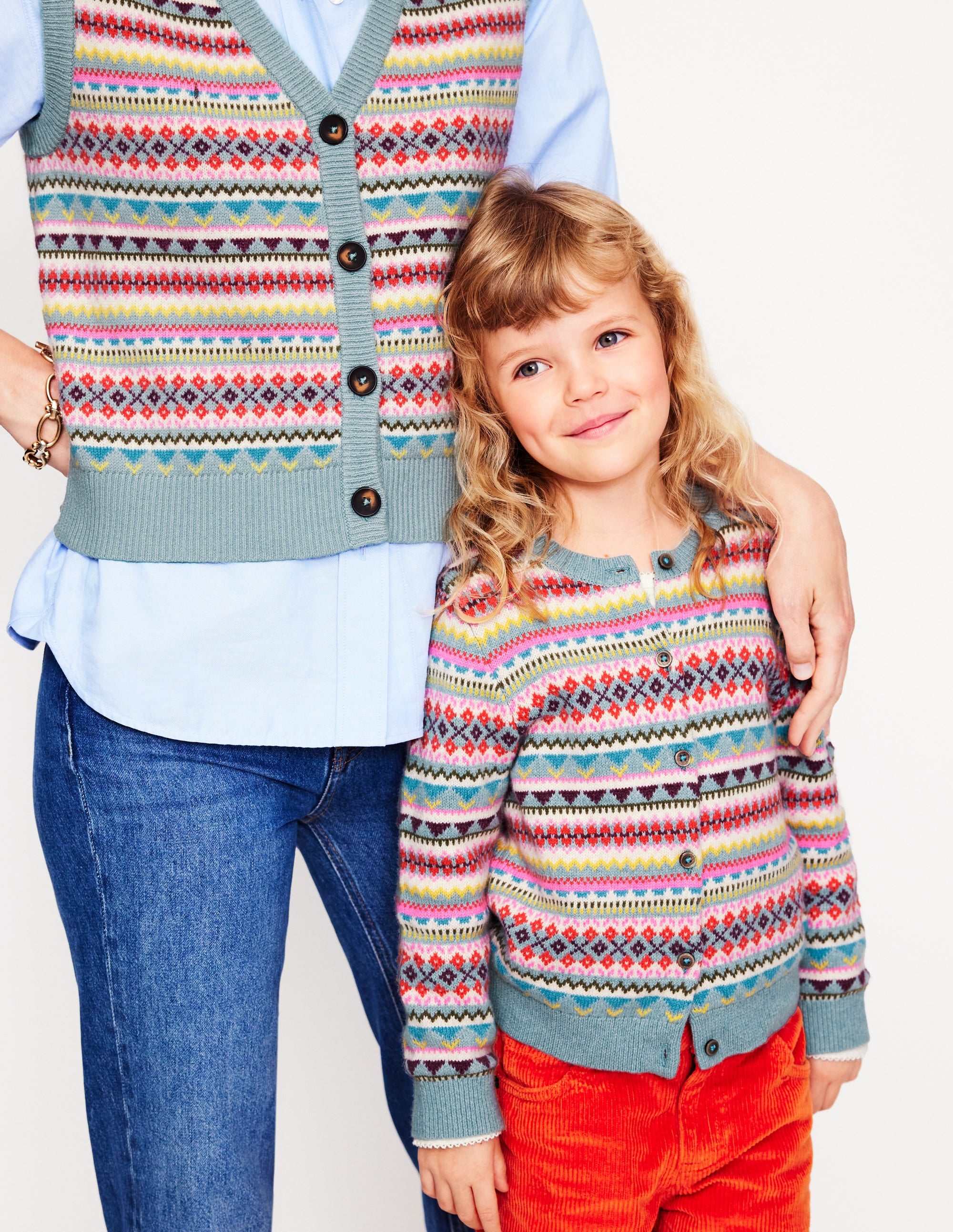 Edie Fair Isle Cardigan-Brook Blue Fair Isle - Image 5