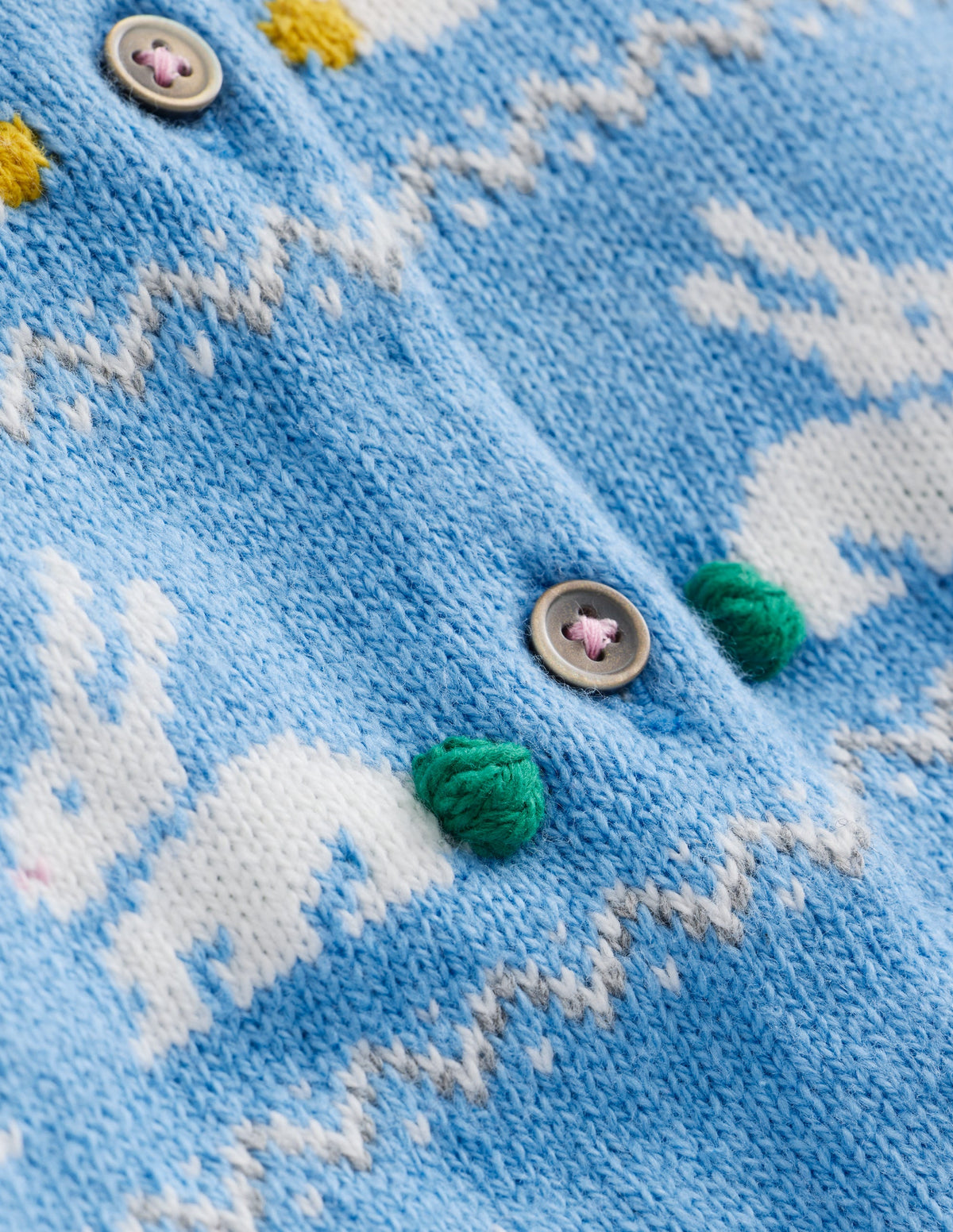 Edie Fair Isle Cardigan-Forget Me Not Bunnies - Image 3