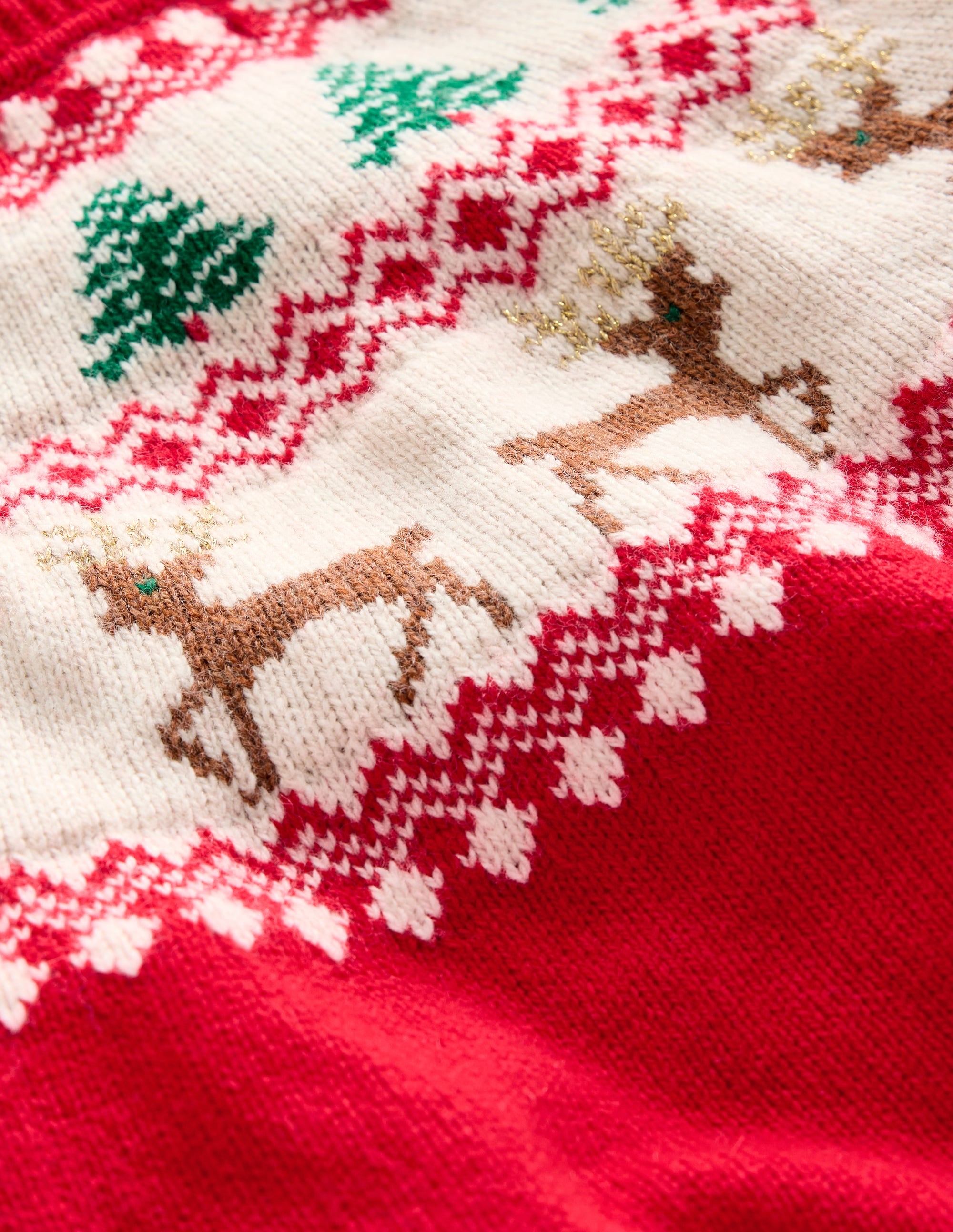 Edie Fair Isle Cardigan-Poppy Red Reindeer - Image 3