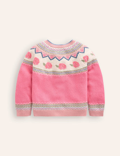 Edie Fair Isle Cardigan-Jam Marl Roses