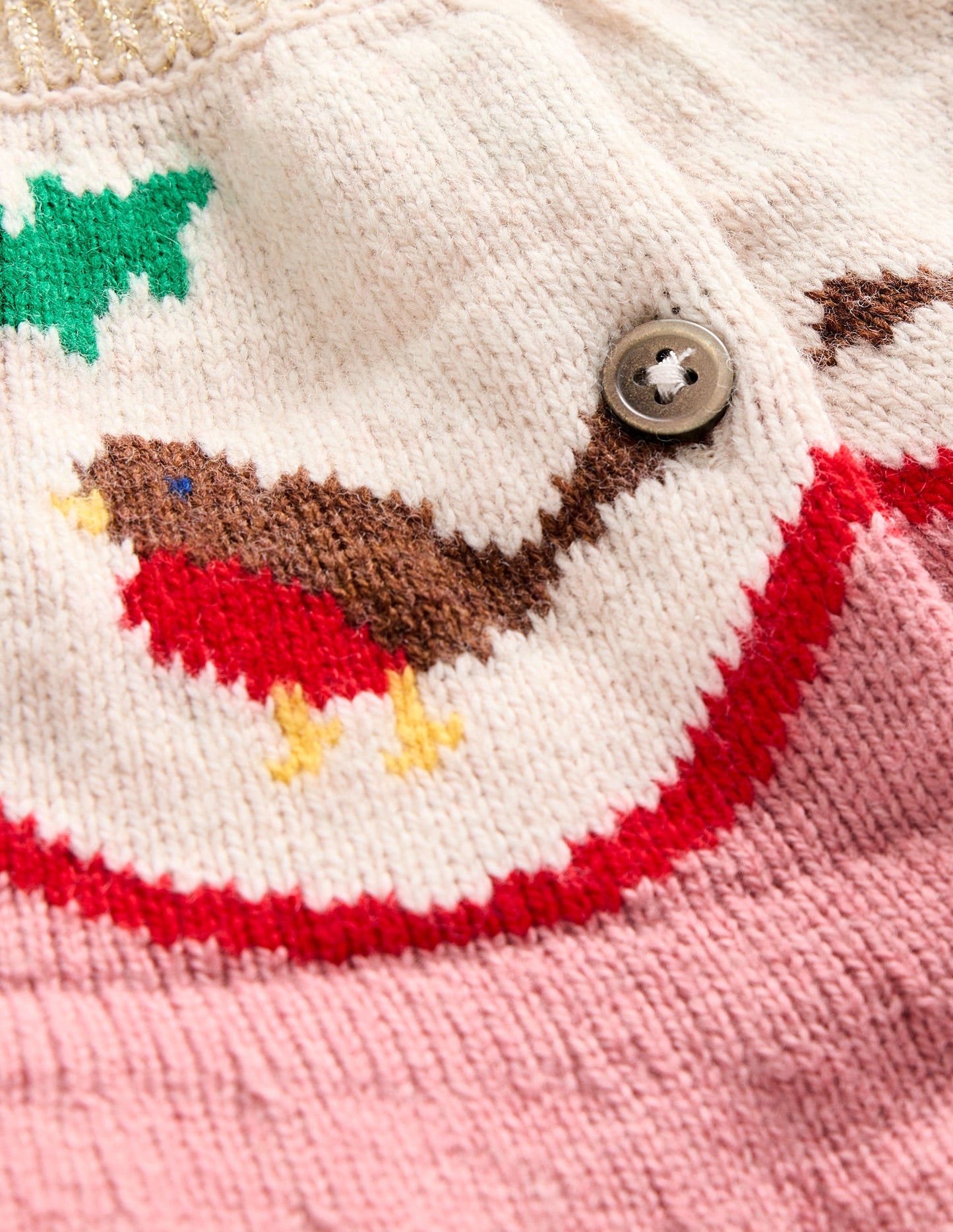 Edie Fair Isle Cardigan-Vintage Pink Robins