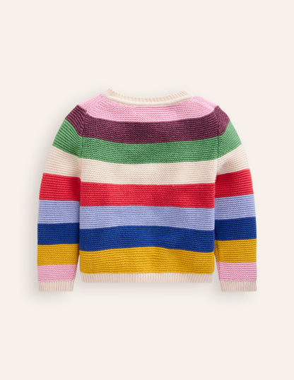 Textured Cardigan-Rainbow Multi Stripe