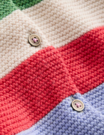 Textured Cardigan-Rainbow Multi Stripe