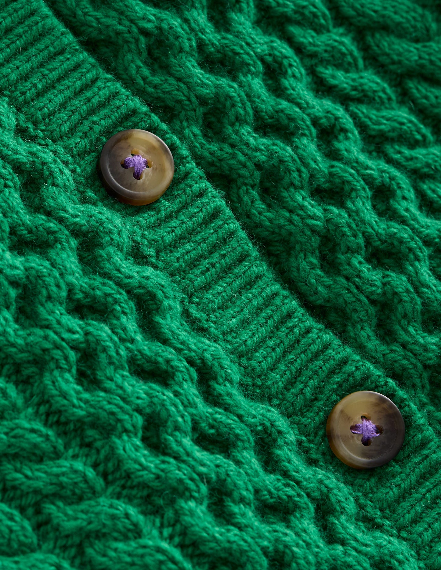 Heritage Cable Cardigan-Deep Green