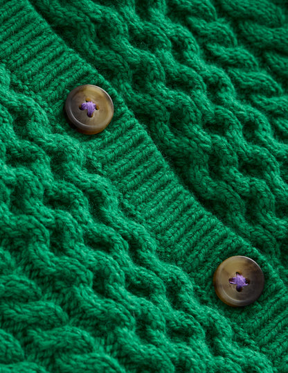 Heritage Cable Cardigan-Deep Green