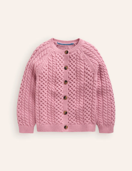 Heritage Cable Cardigan-Vintage Pink