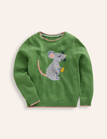 Fun Logo Jumper-Leaf Green Mouse