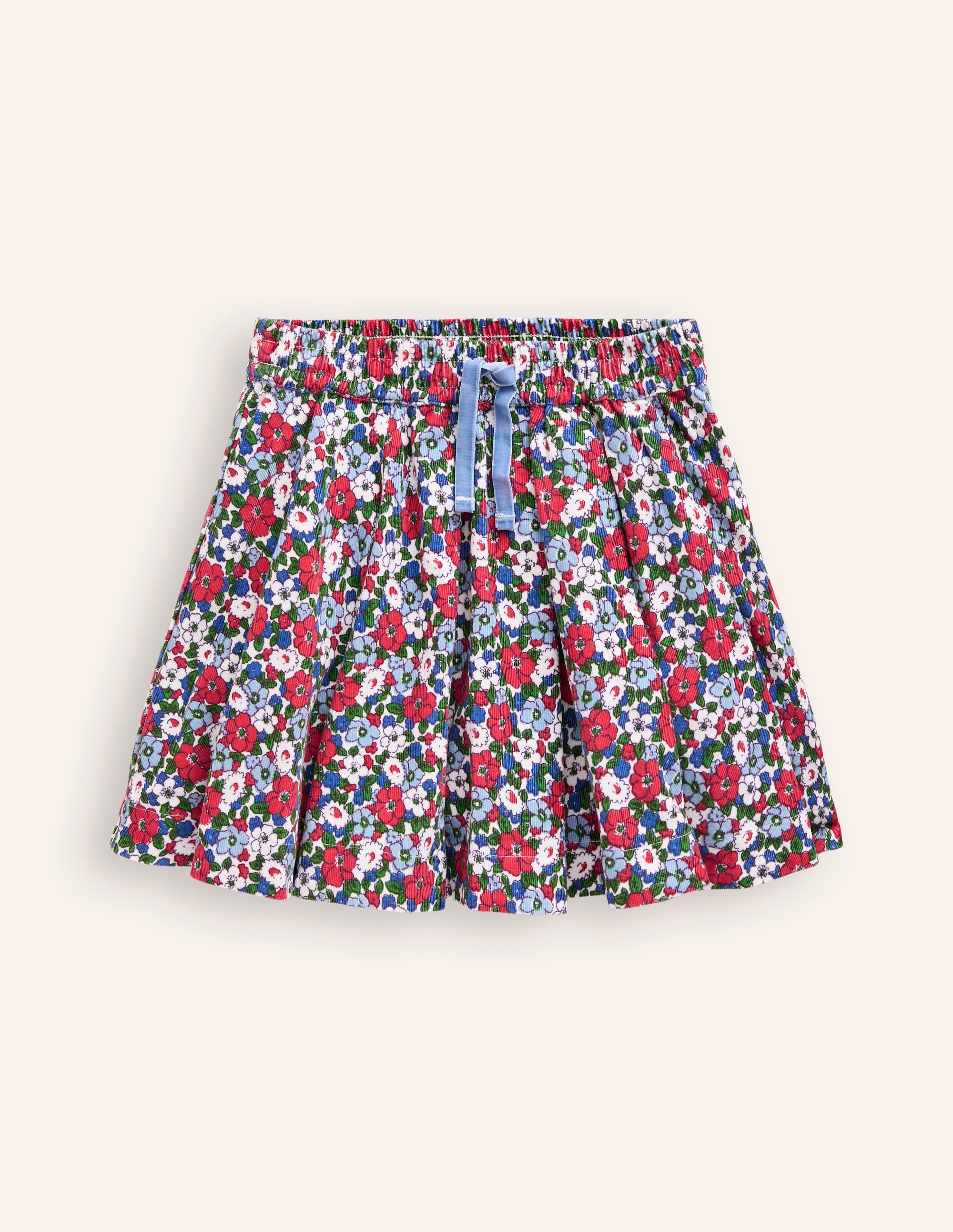 Pull-On Twirly Pleated Skirt-Glacier Blue Winter Floral - Image 1
