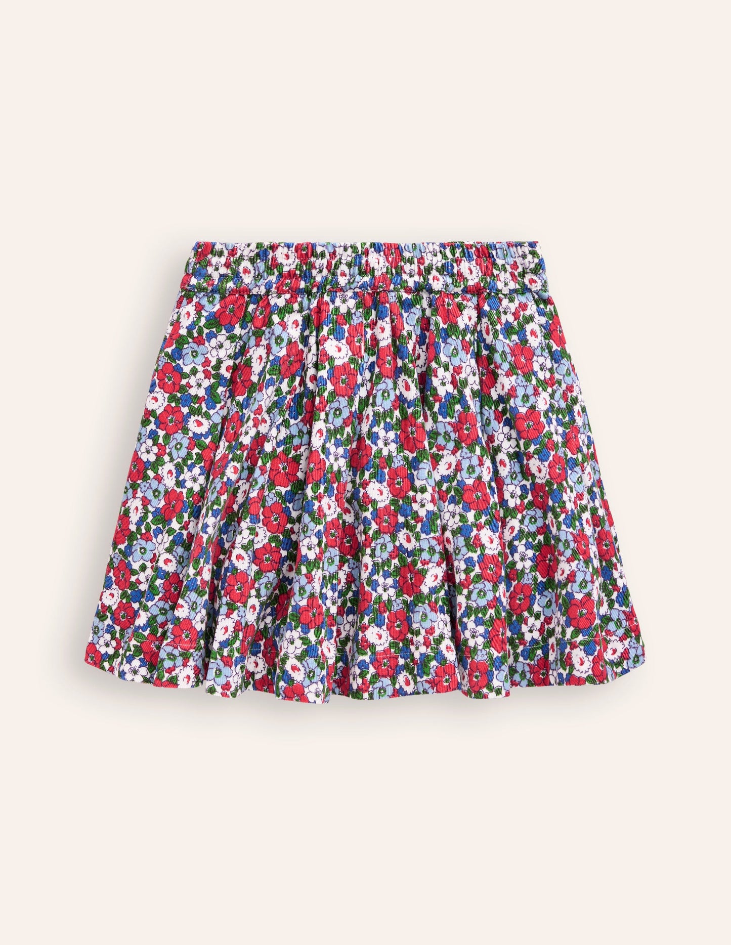 Pull-On Twirly Pleated Skirt-Glacier Blue Winter Floral