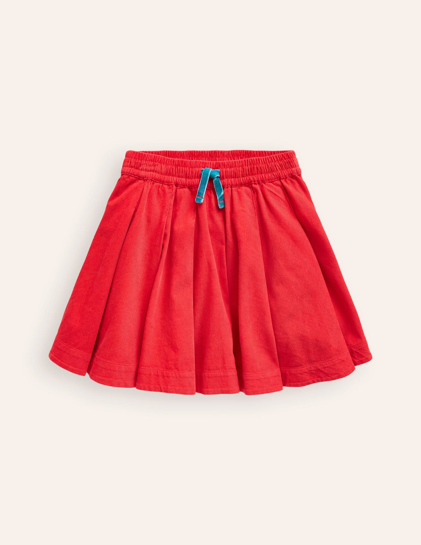 Pull-On Twirly Pleated Skirt-Poppy Red Cord