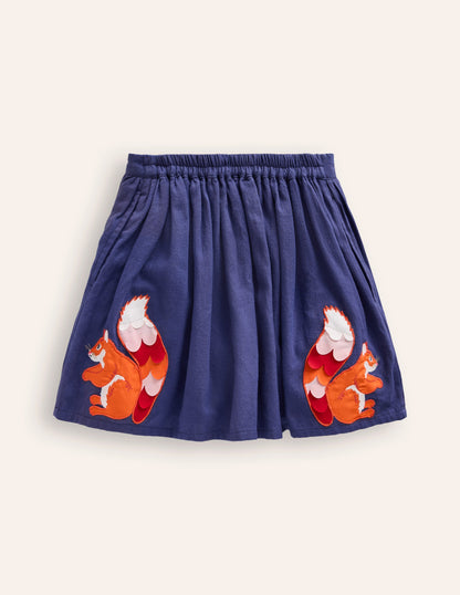 Appliqué Skirt-Starboard Blue Squirrels