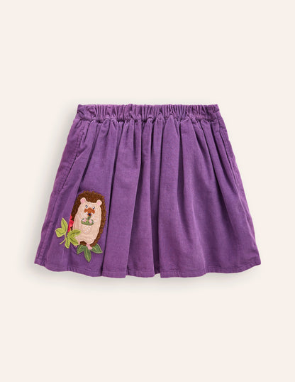 Appliqué Skirt-Mystical Purple Hedgehogs