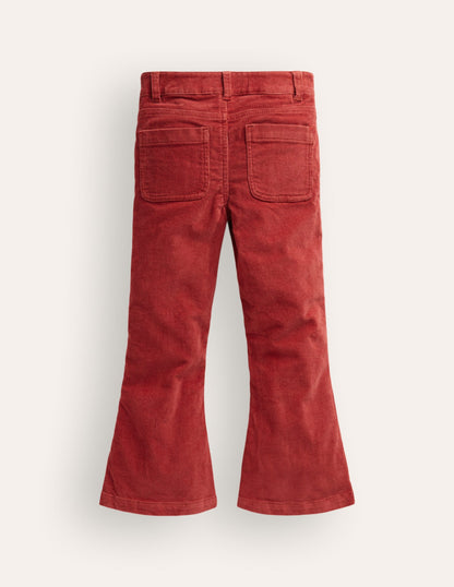 Kick Flare Pants-Barn Red Floral Embroidery