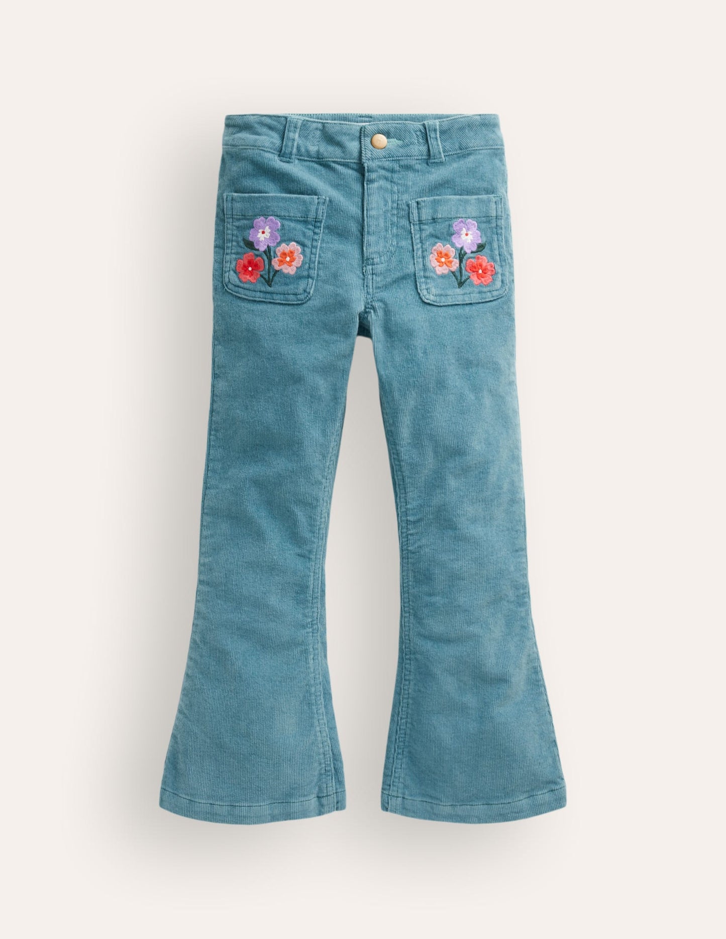 Kick Flare Pants-Larkspur Floral Embroidery