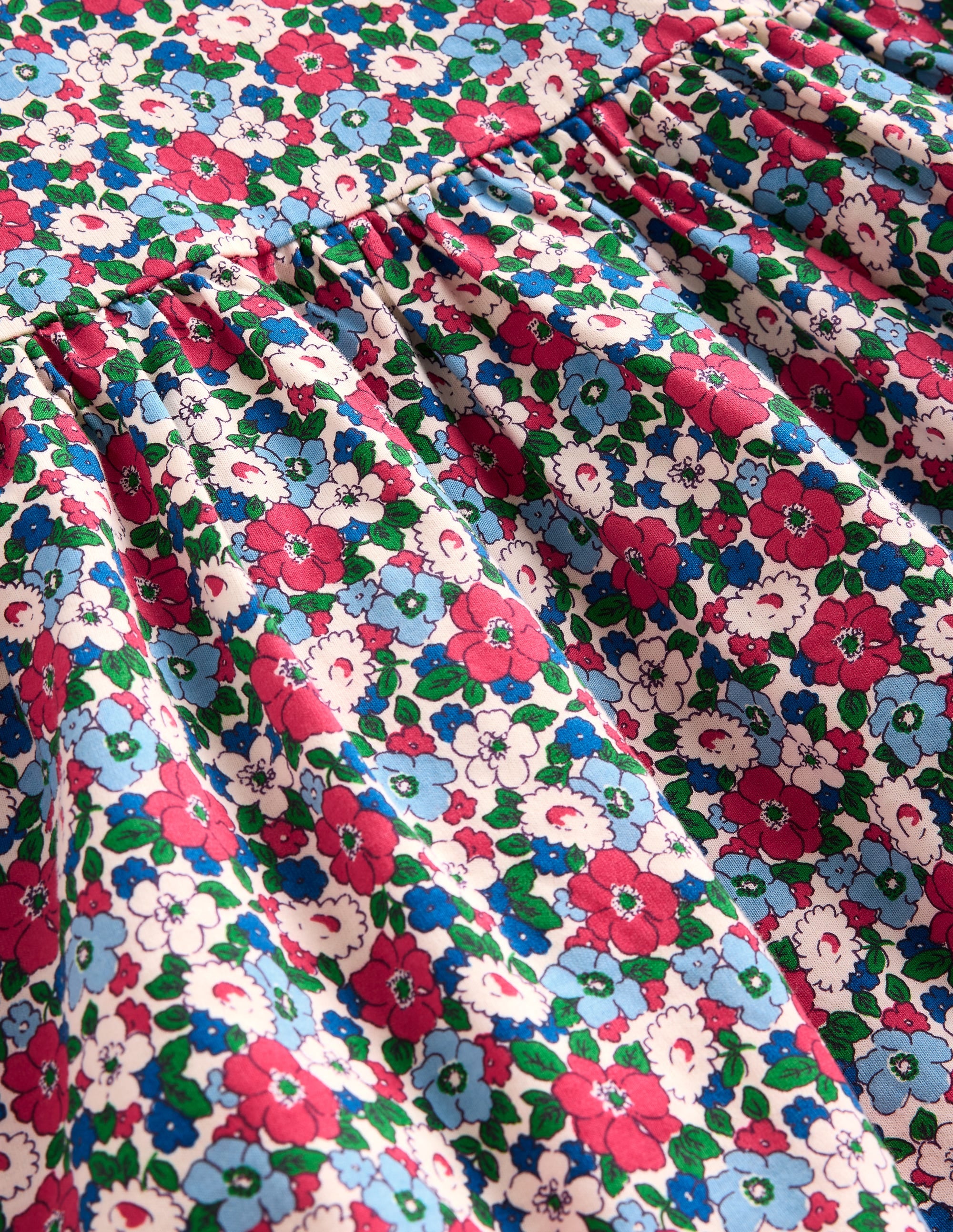 Long-Sleeved Fun Jersey Dress-Glacier Blue Winter Floral - Image 3