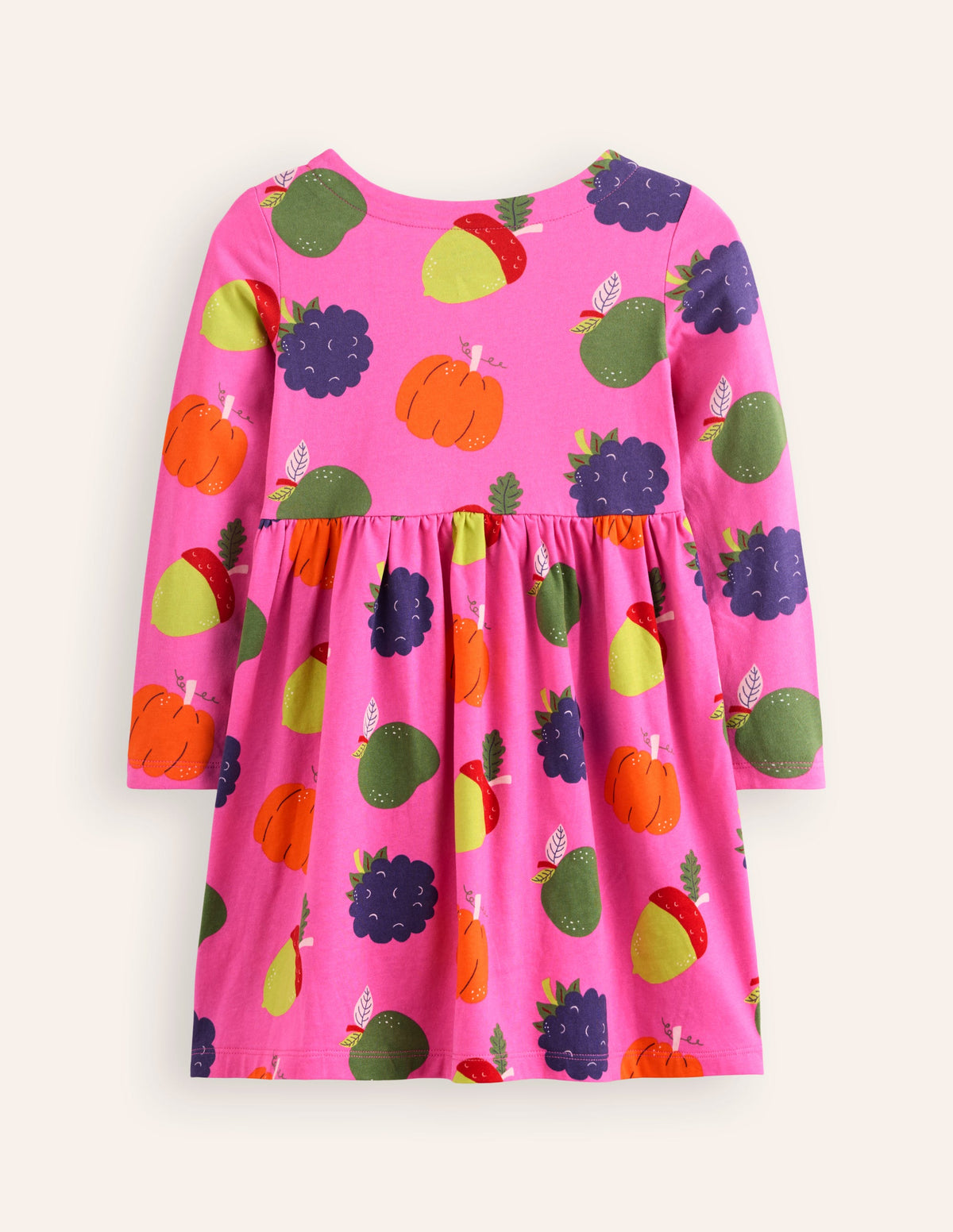 Long-Sleeved Fun Jersey Dress-Tickled Pink Autumn Friends - Image 2