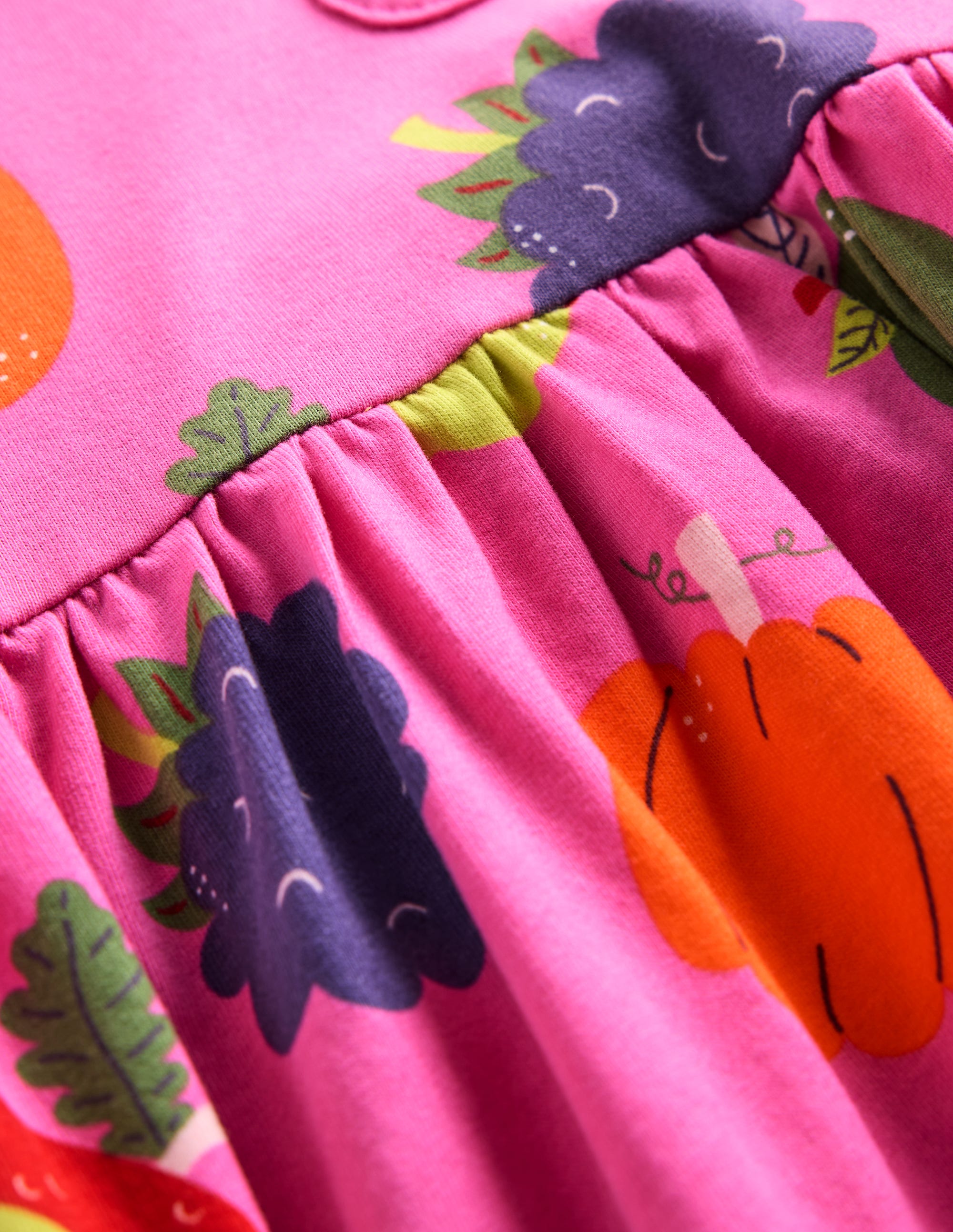 Long-Sleeved Fun Jersey Dress-Tickled Pink Autumn Friends - Image 3