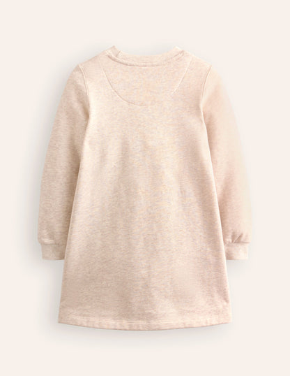 Sweatshirt Appliqué Dress-Oatmeal Marl Heart