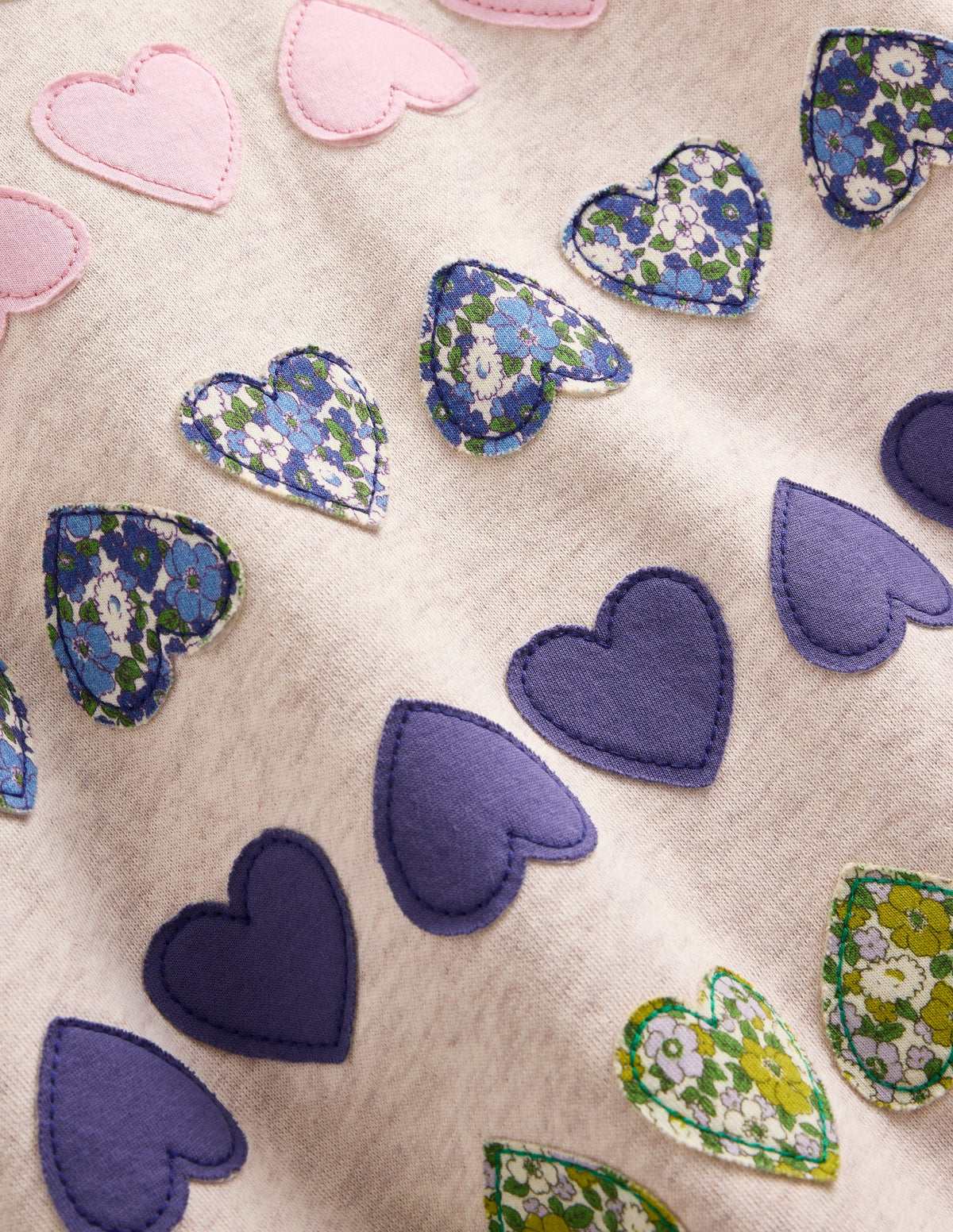 Sweatshirt Appliqué Dress-Oatmeal Marl Heart - Image 3