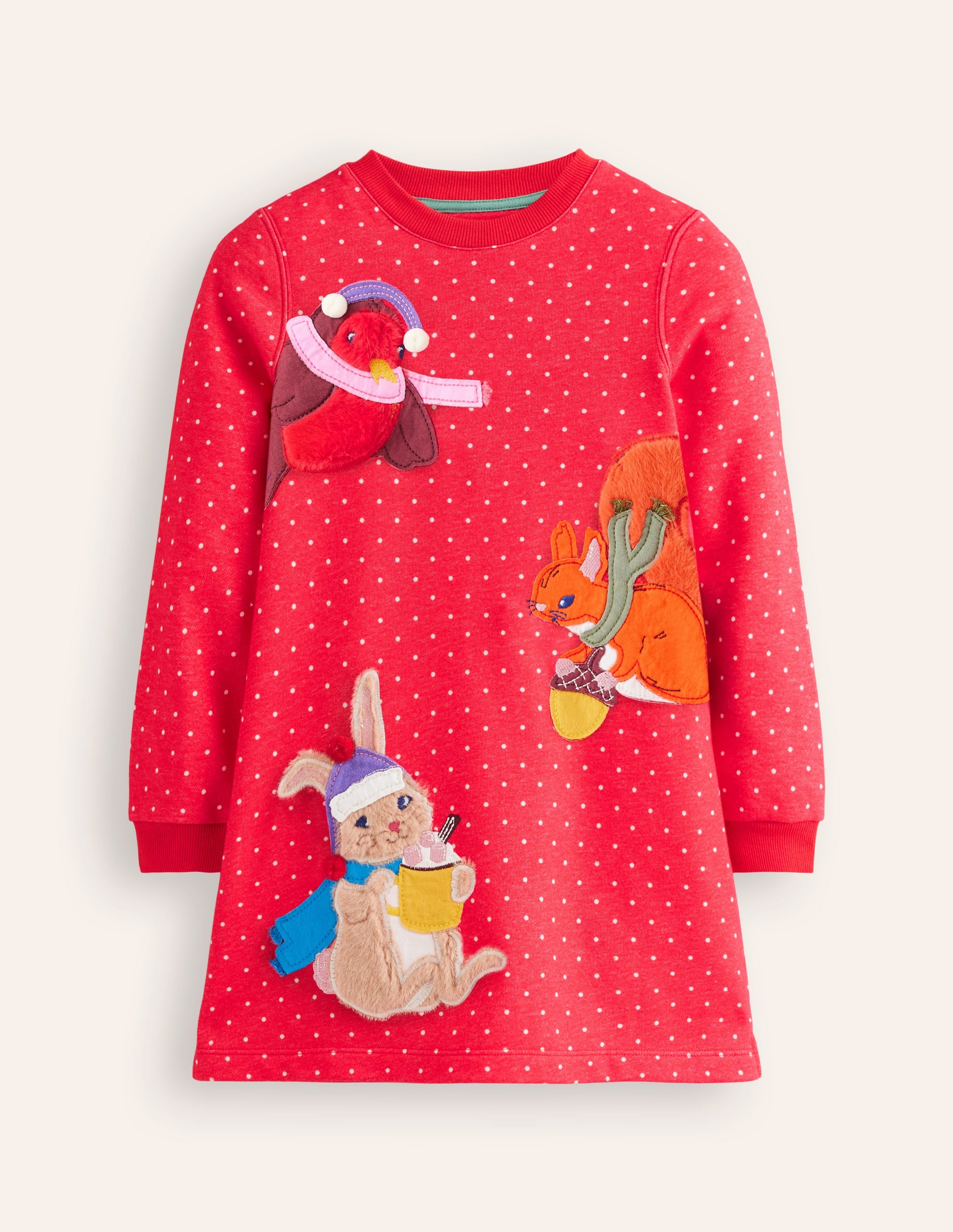 Sweatshirt Appliqué Dress-Rose Pink Pin Spot Animals - Image 4