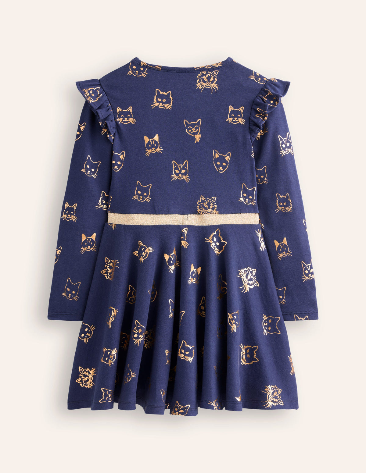 Mabel Twirly Ballerina Dress-College Navy Gold Foil Cats - Image 4