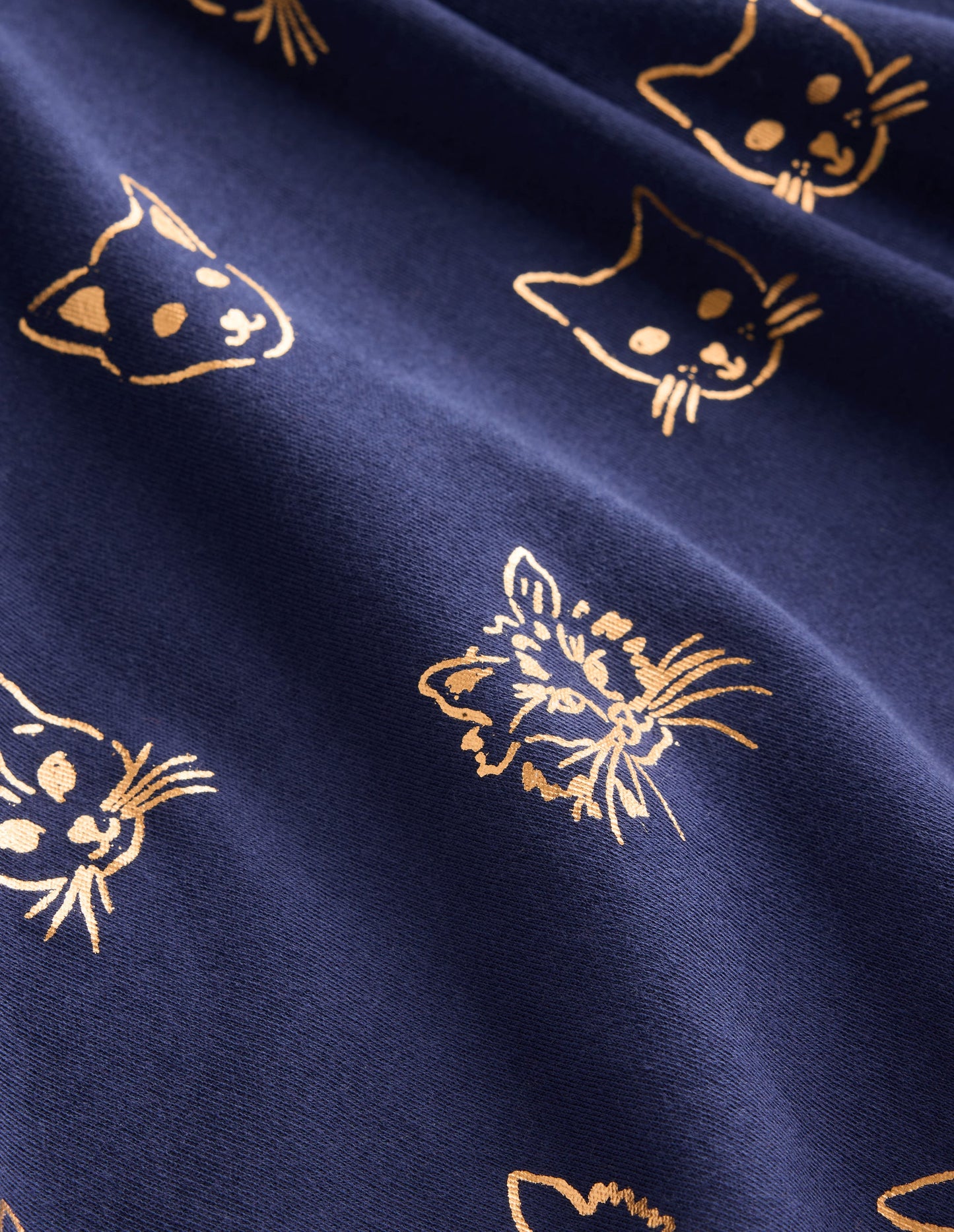 Mabel Twirly Ballerina Dress-College Navy Gold Foil Cats