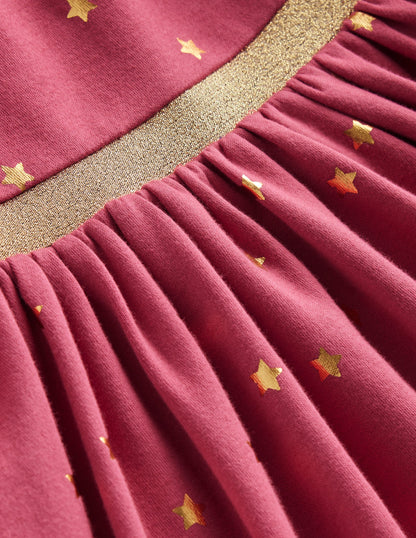 Mabel Twirly Ballerina Dress-Rose Petal Pink Foil Stars