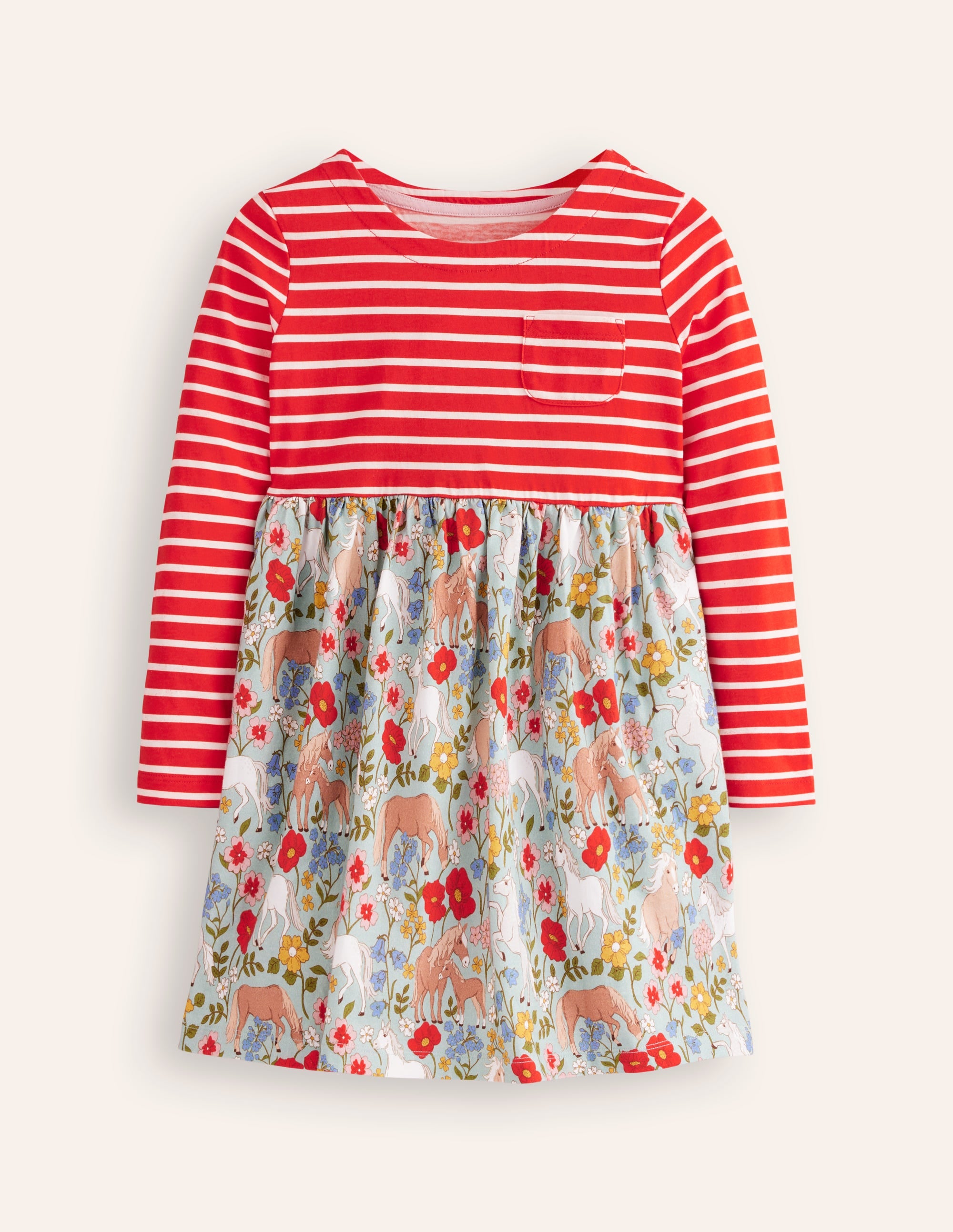 Hotchpotch Jersey Dress-Strawberry Red Pony Floral - Image 1