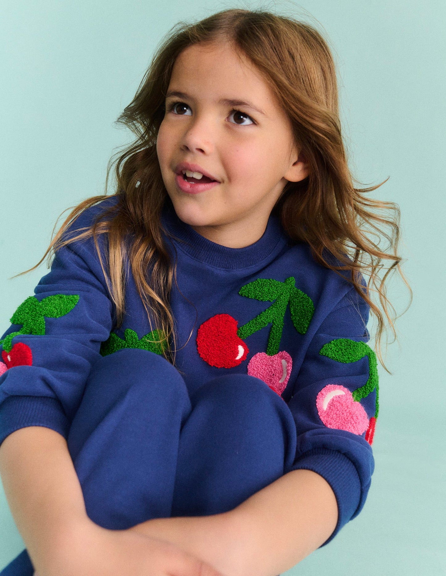 Graphic Boucle Sweatshirt-Starboard Blue Cherries