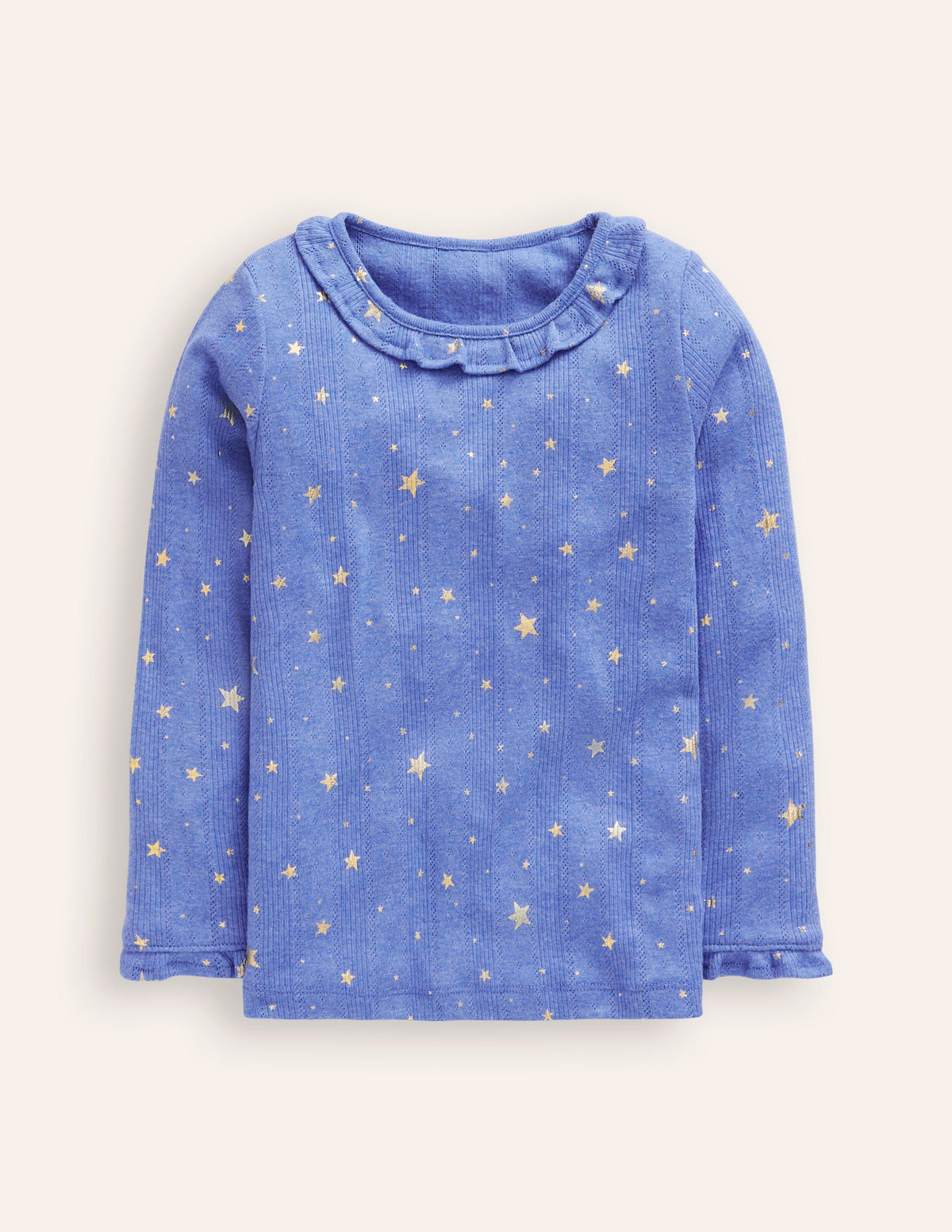 Ruffle Sparkle Pointelle-Bluejay Gold Foil Star - Image 1