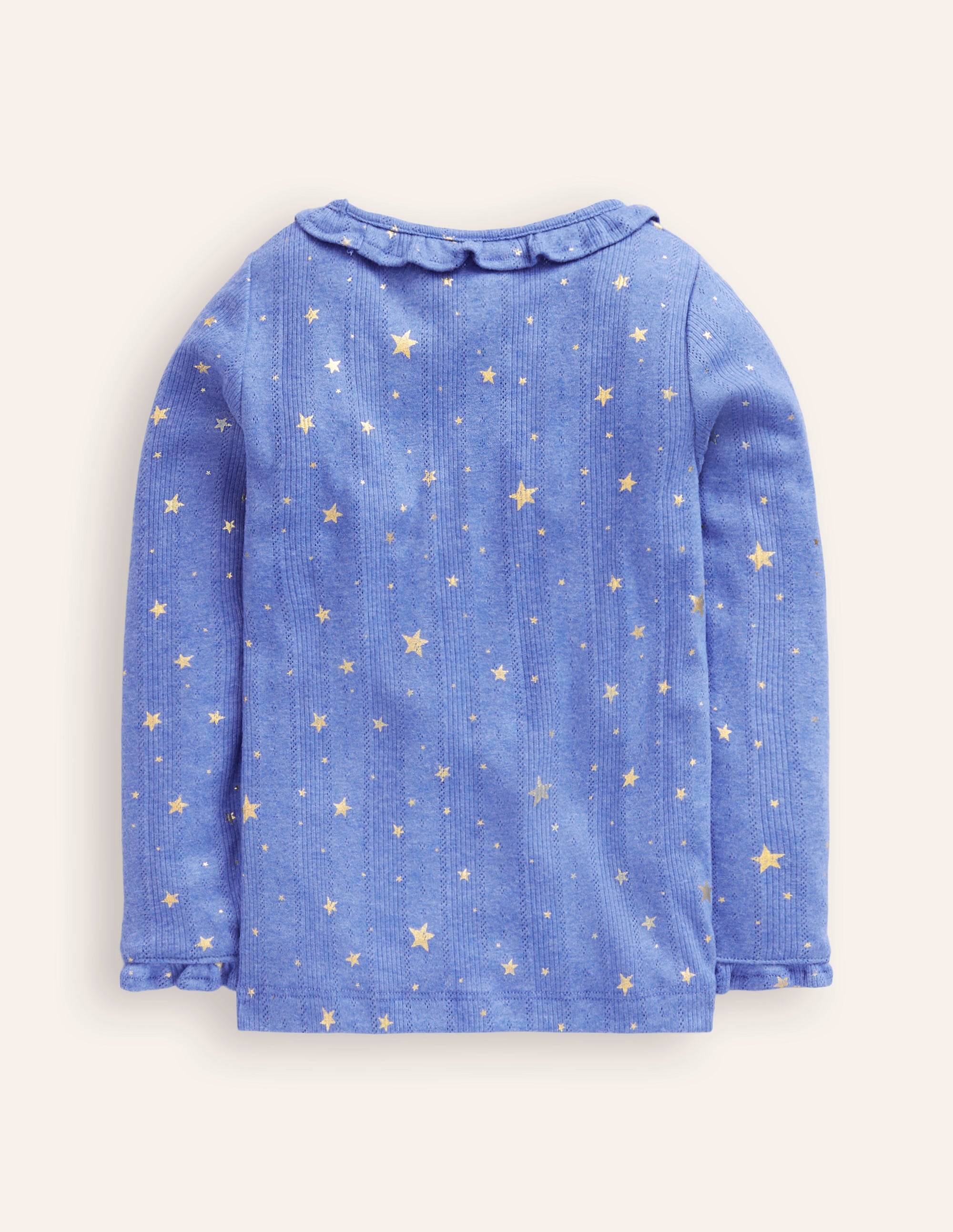 Ruffle Sparkle Pointelle-Bluejay Gold Foil Star - Image 2