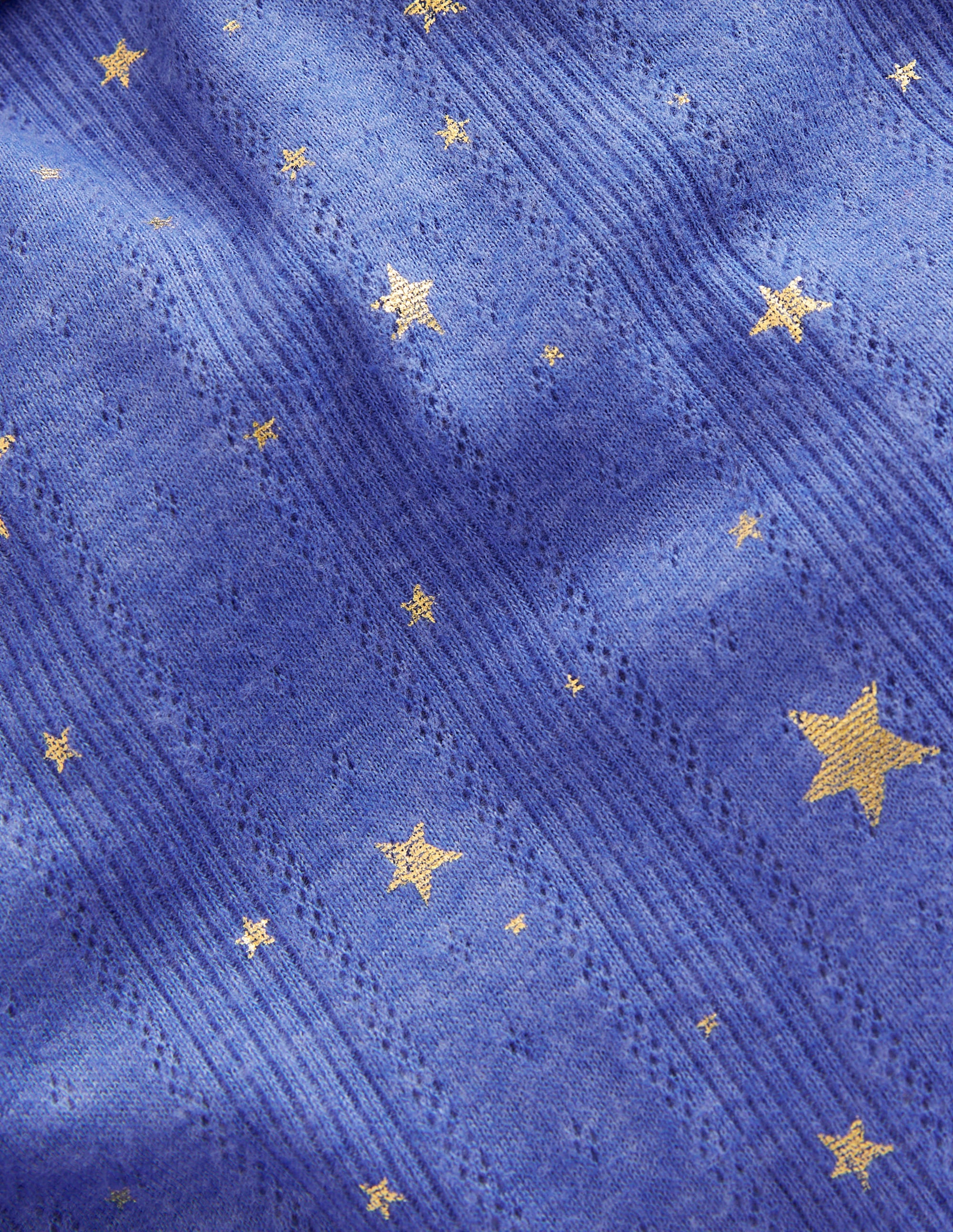 Ruffle Sparkle Pointelle-Bluejay Gold Foil Star - Image 3