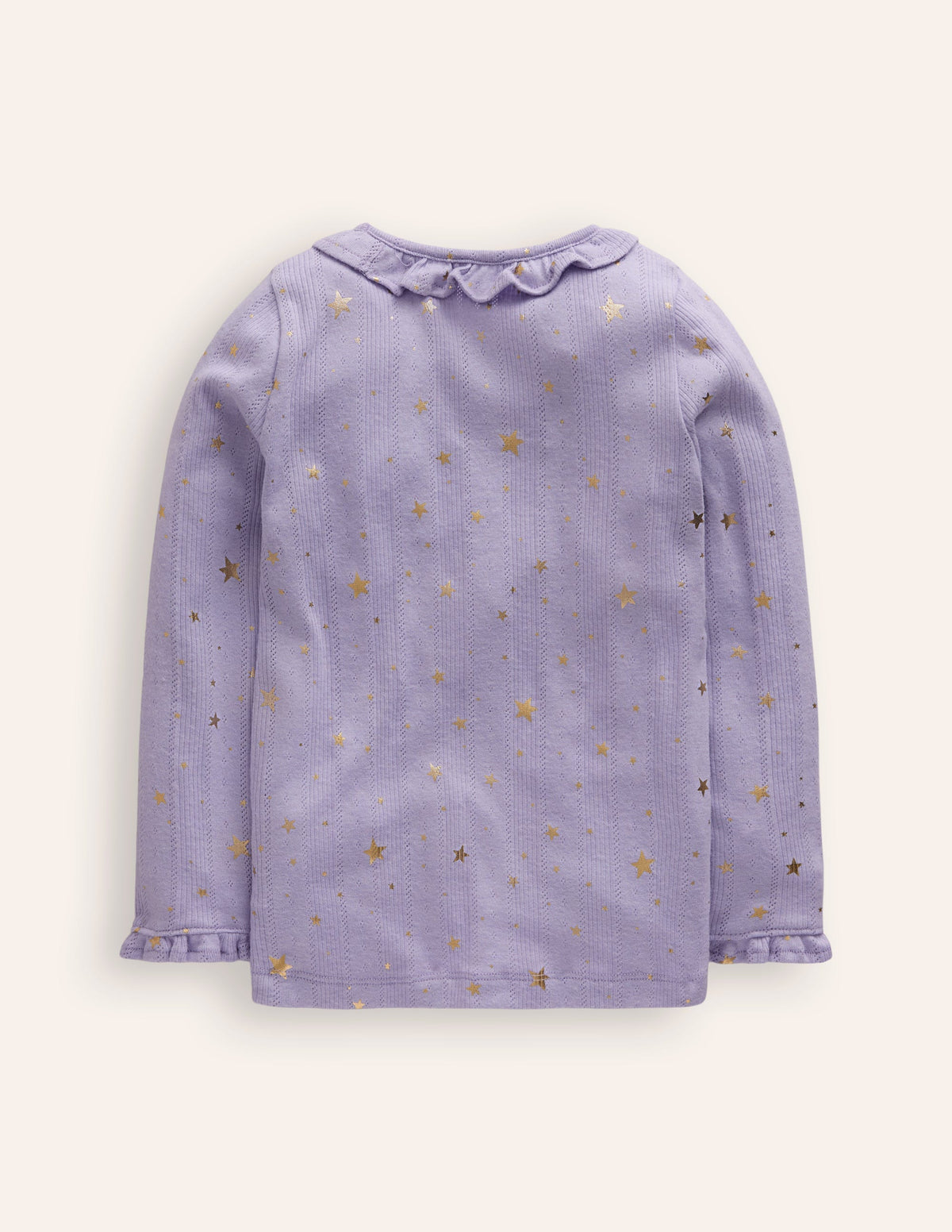 Ruffle Sparkle Pointelle-Misty Lavender Gold Foil Star - Image 2