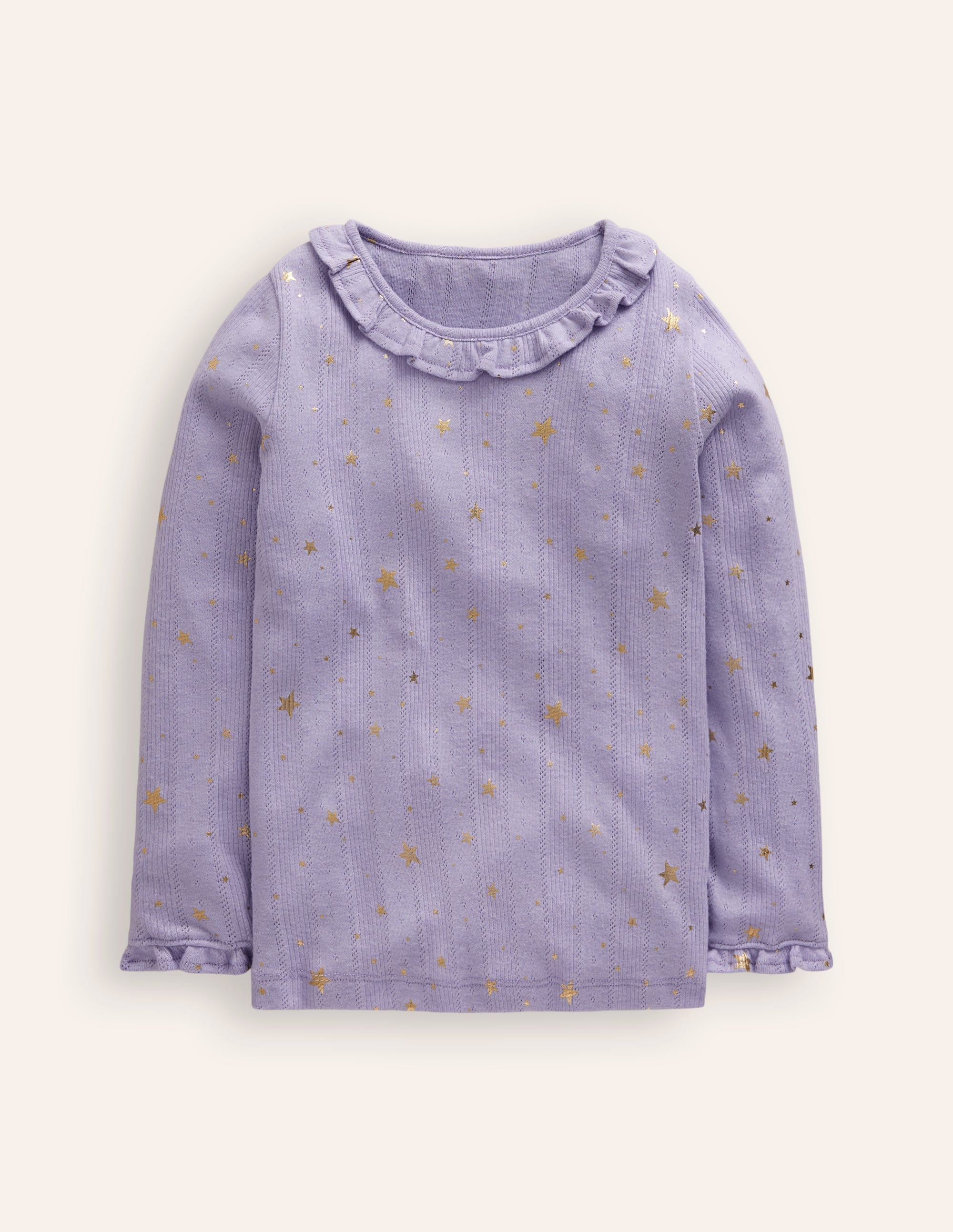 Ruffle Sparkle Pointelle-Misty Lavender Gold Foil Star - Image 1