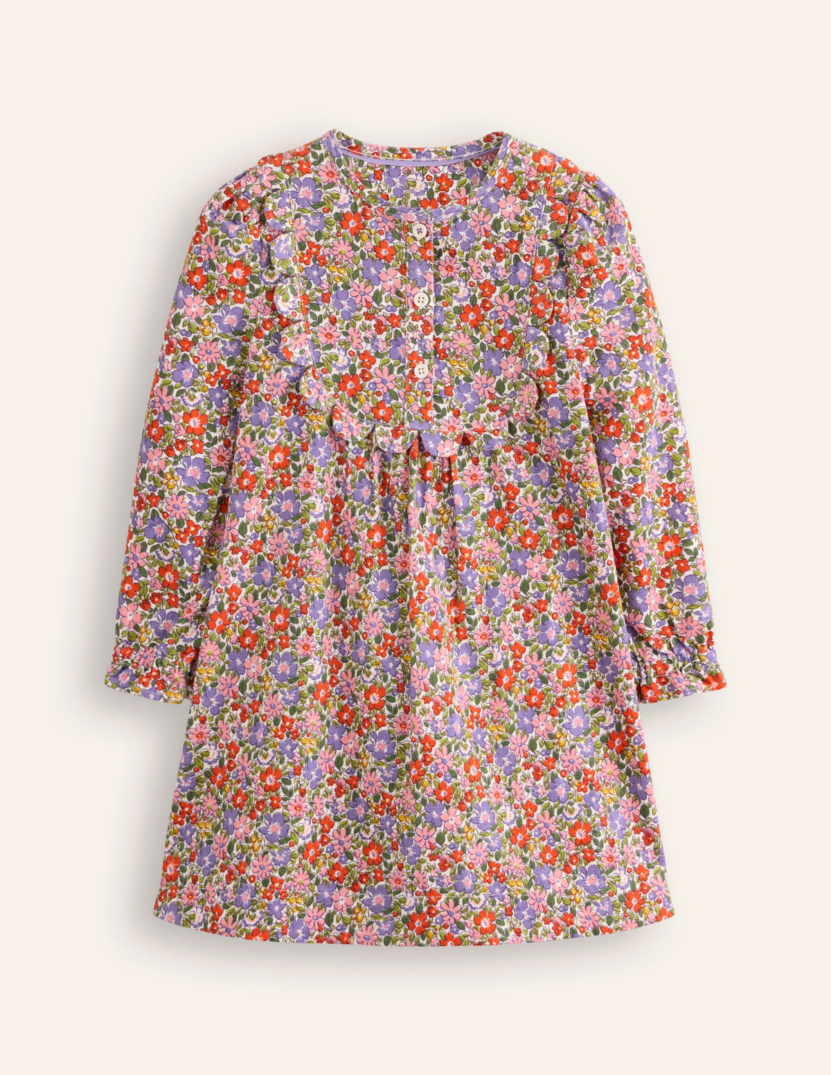 Norah Scallop Cord Dress-Aster Purple Flowerbed - Image 1