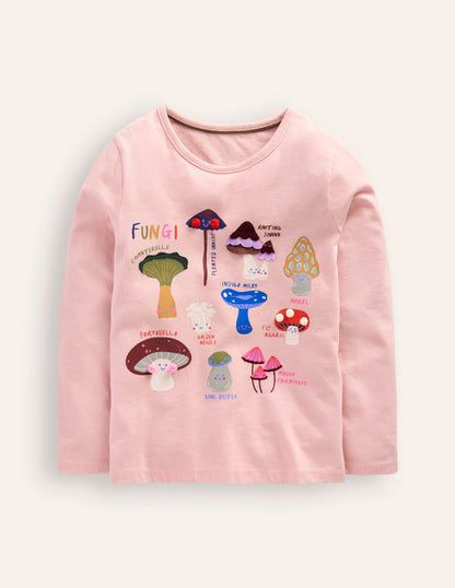 Printed Graphic T-Shirt-Chalk Pink Fungi