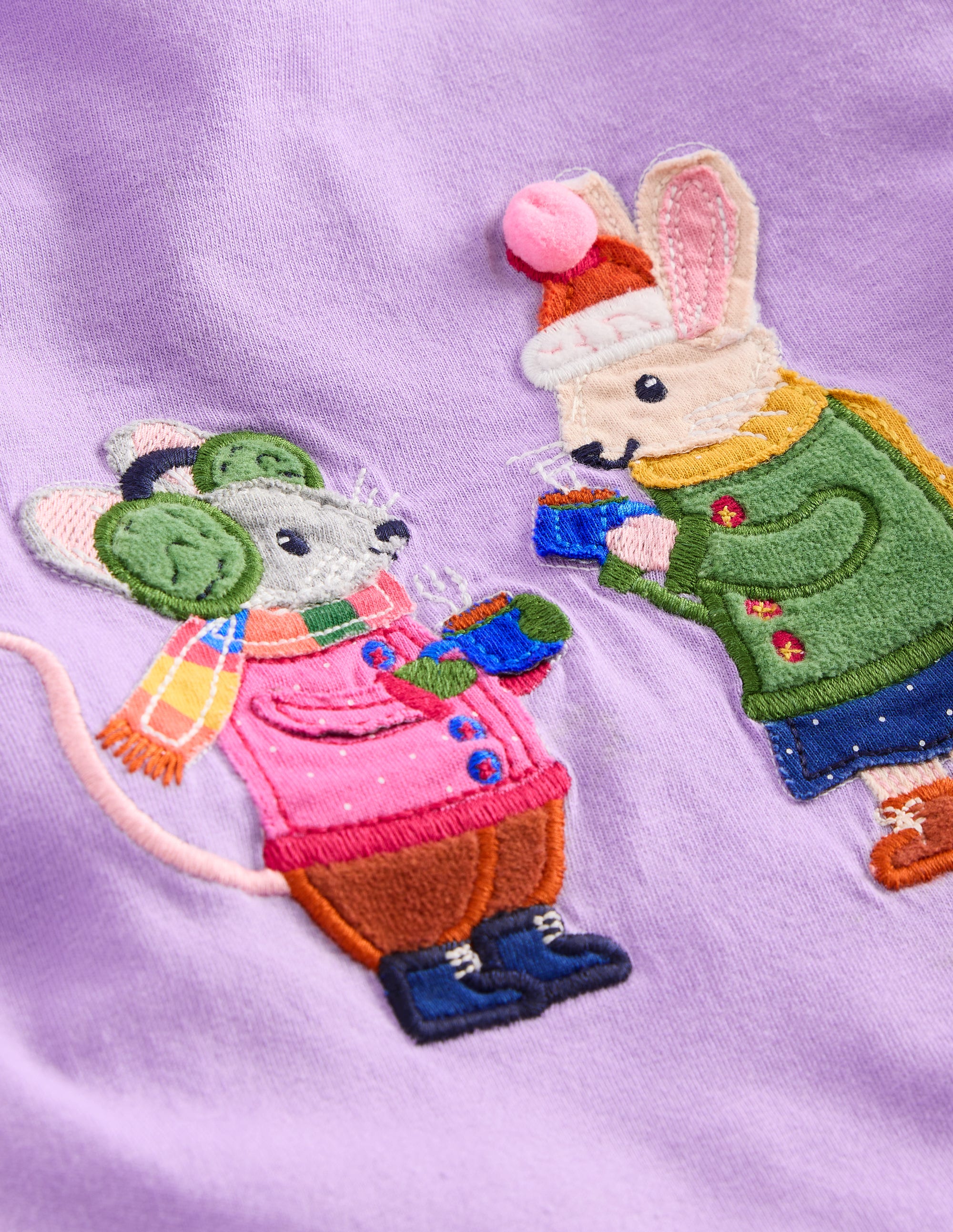 Appliqué Long Sleeve Top-Aster Purple Woodland Friends - Image 3