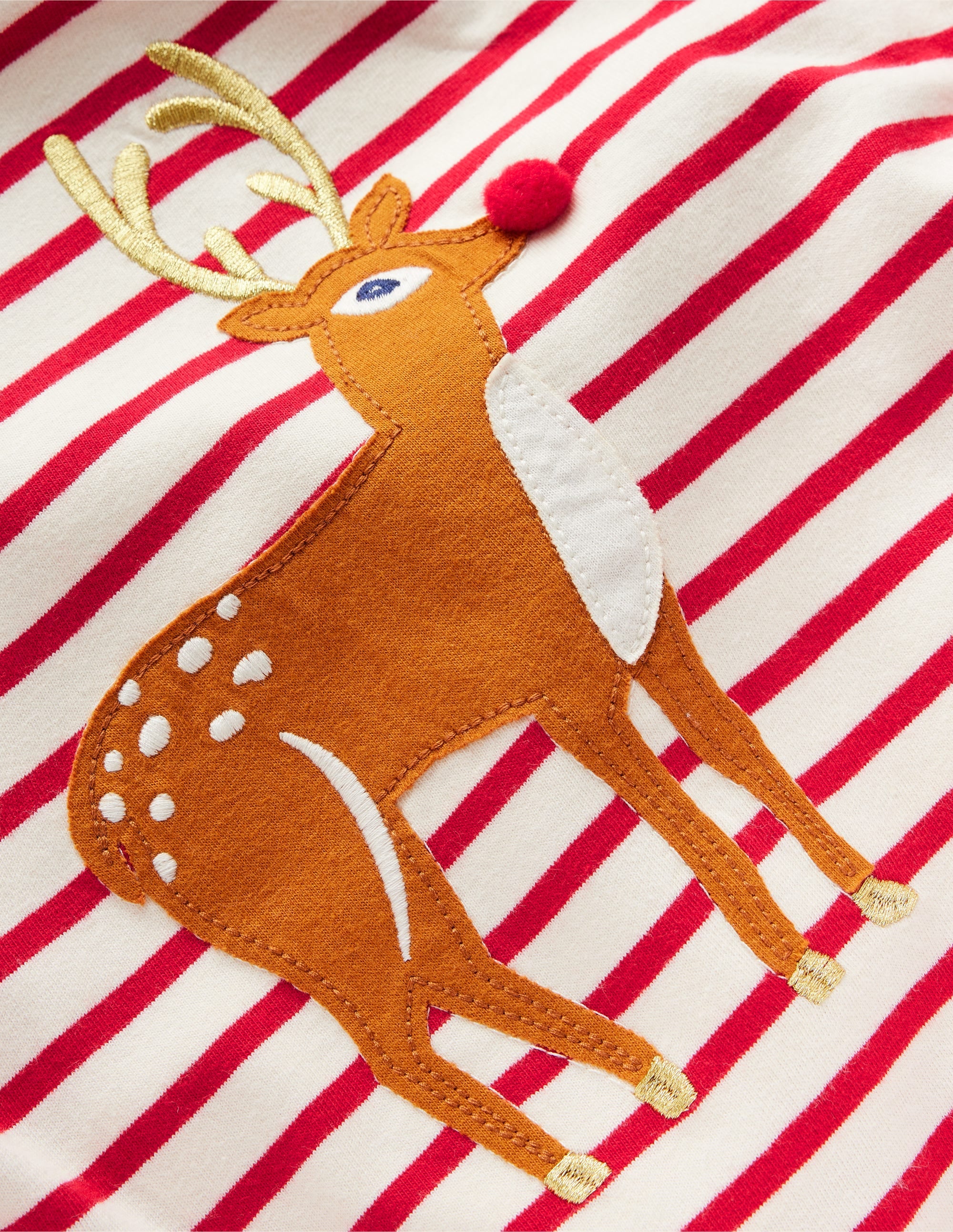 Appliqué Long Sleeve Top-Rockabilly Red/ Ivory Deer - Image 3