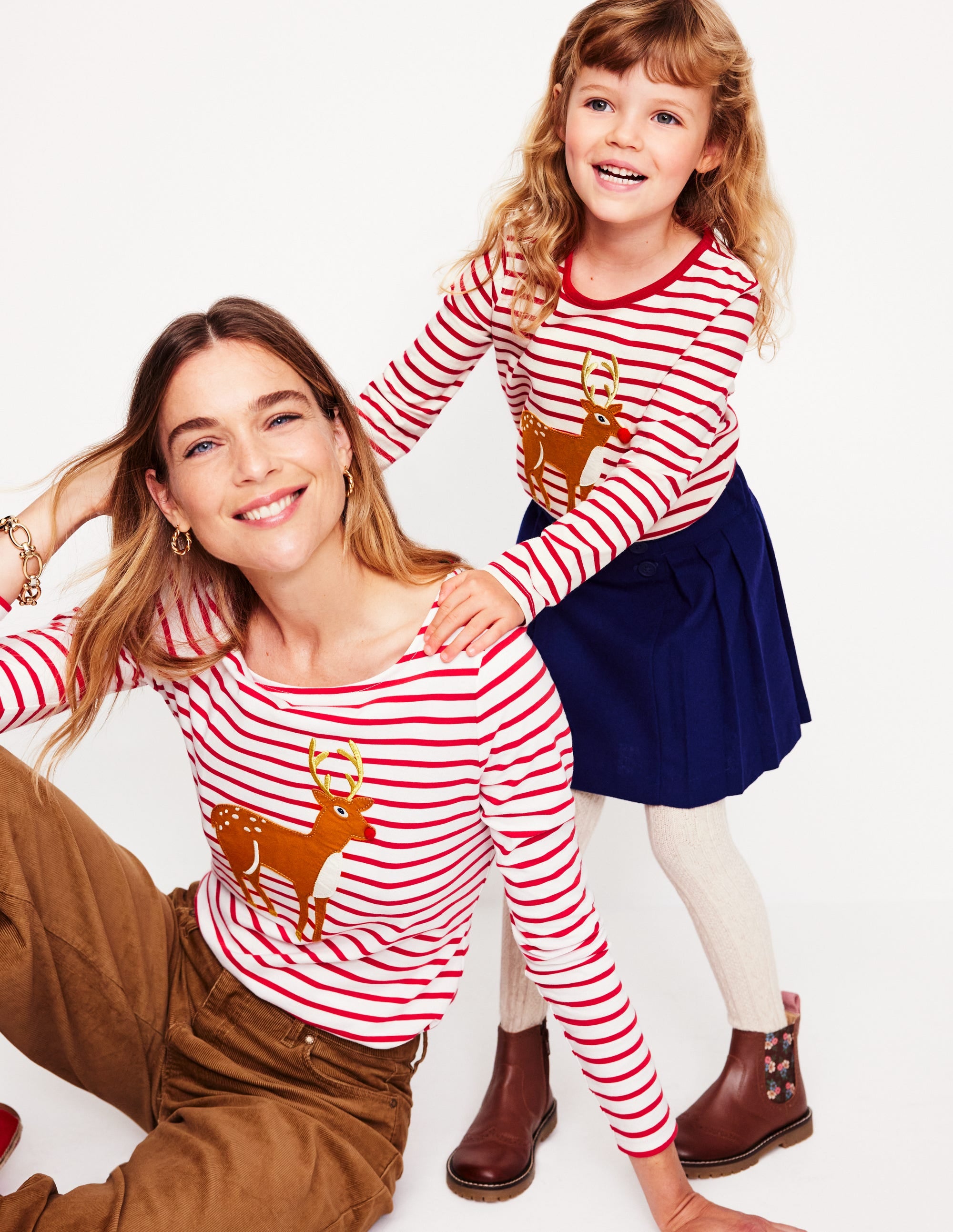 Appliqué Long Sleeve Top-Rockabilly Red/ Ivory Deer - Image 4