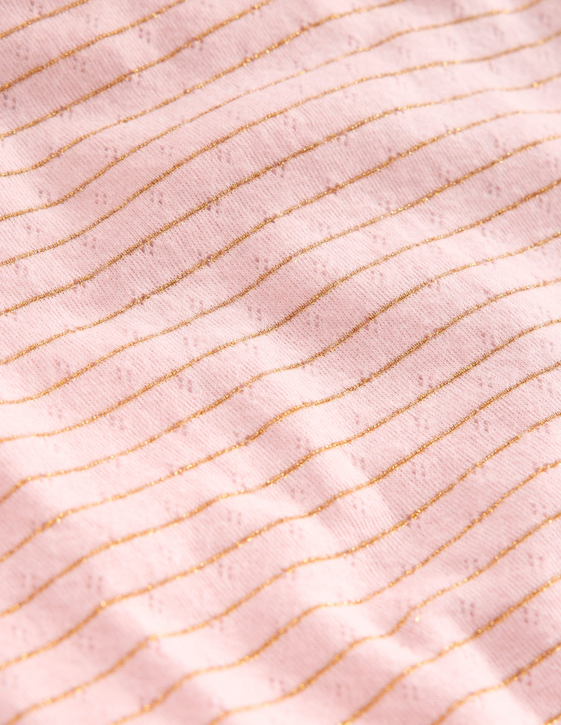 Long Sleeve Pointelle Top-Chalk Pink/ Gold Lurex Stripe-3
