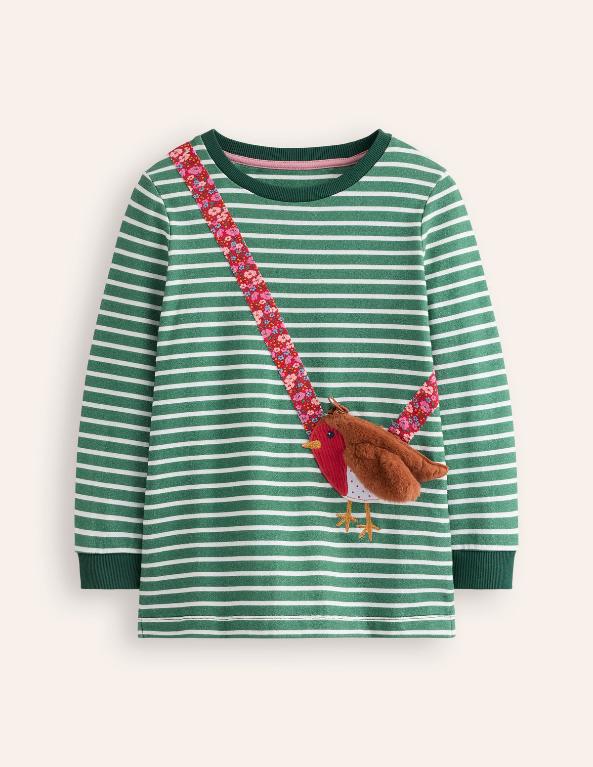 Appliqué Bag Tunic-Jade/ Ivory Robin - Image 1