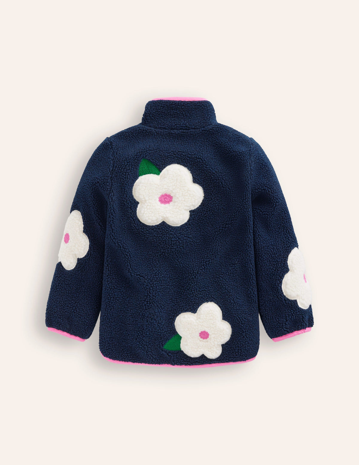 Borg Zip-Through Jacket-College Navy Floral - Image 2