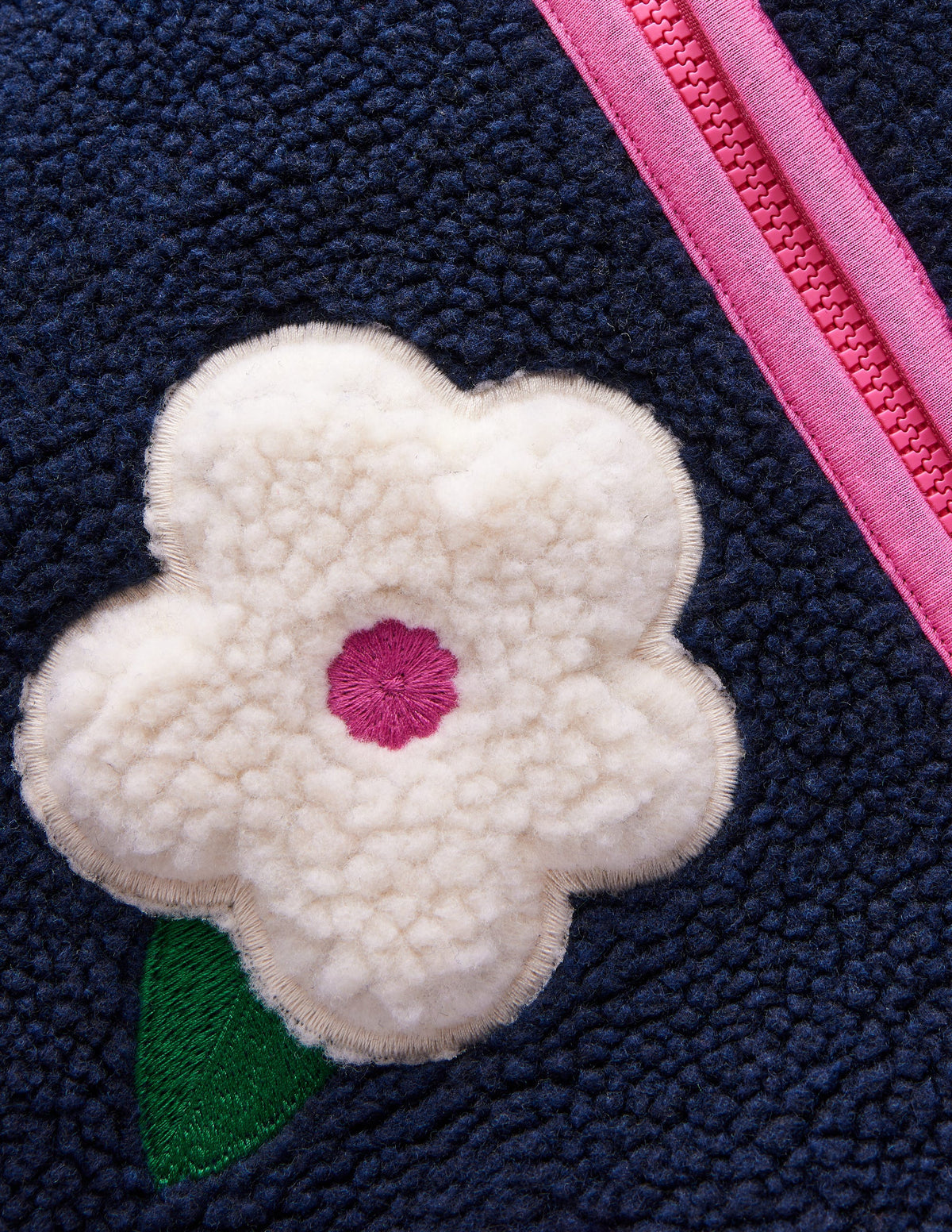 Borg Zip-Through Jacket-College Navy Floral - Image 3