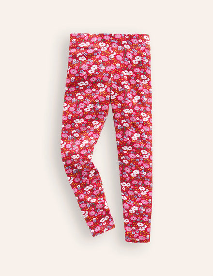 Fun Leggings-Brilliant Red Festive Flower