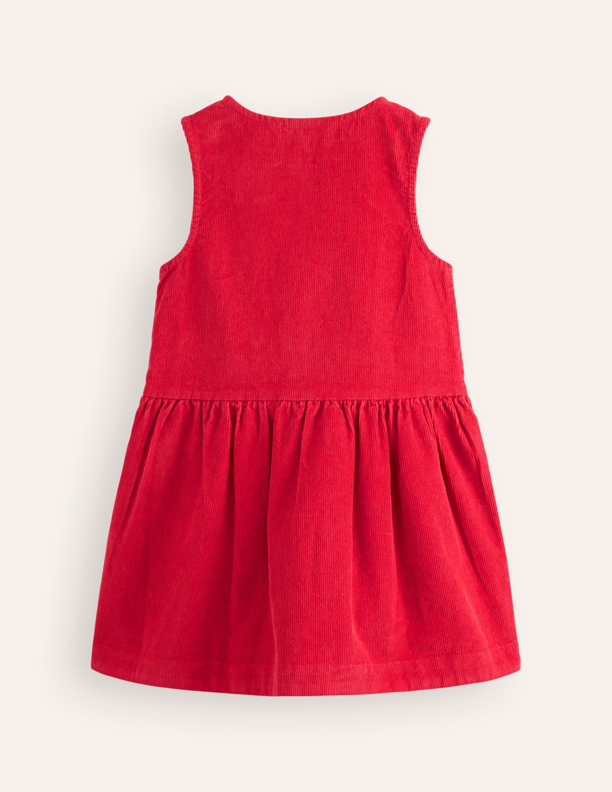 Button Through Pinafore Dress-Scarlet Red Cord - Image 2