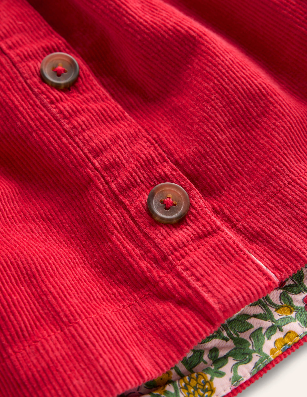 Button Through Pinafore Dress-Scarlet Red Cord - Image 3
