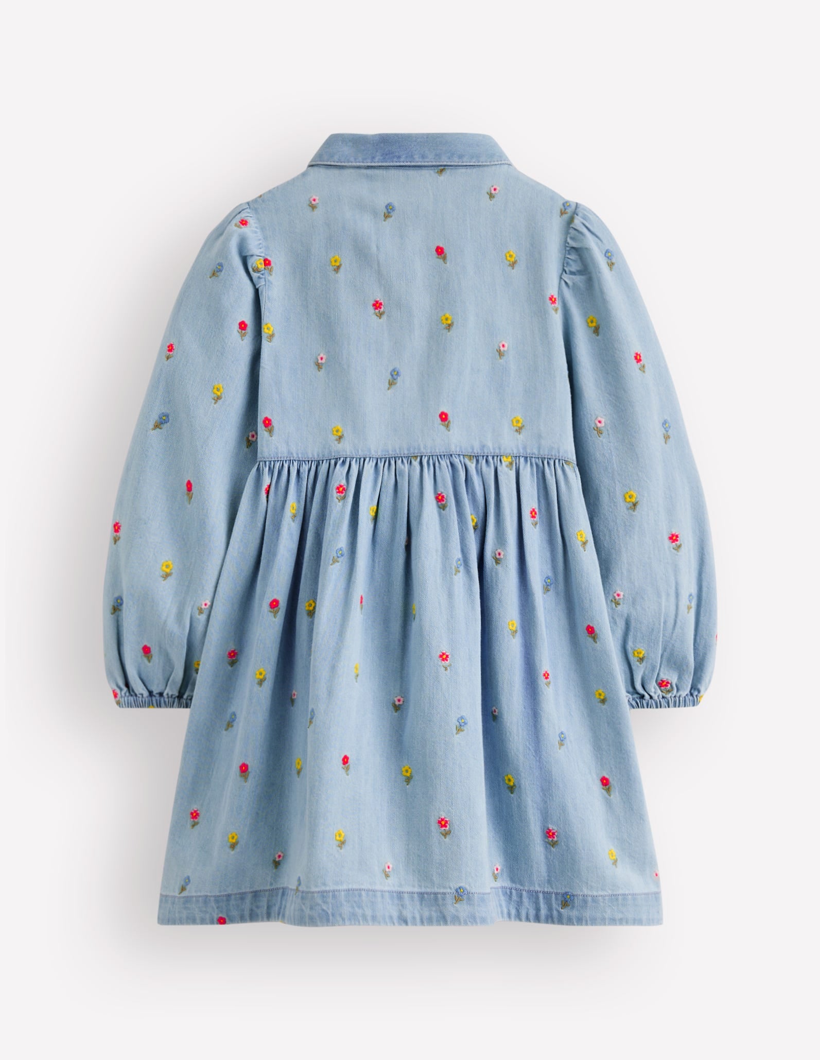 Aubrey Puff Sleeve Shirt Dress-Mid Vintage Denim Flower - Image 1