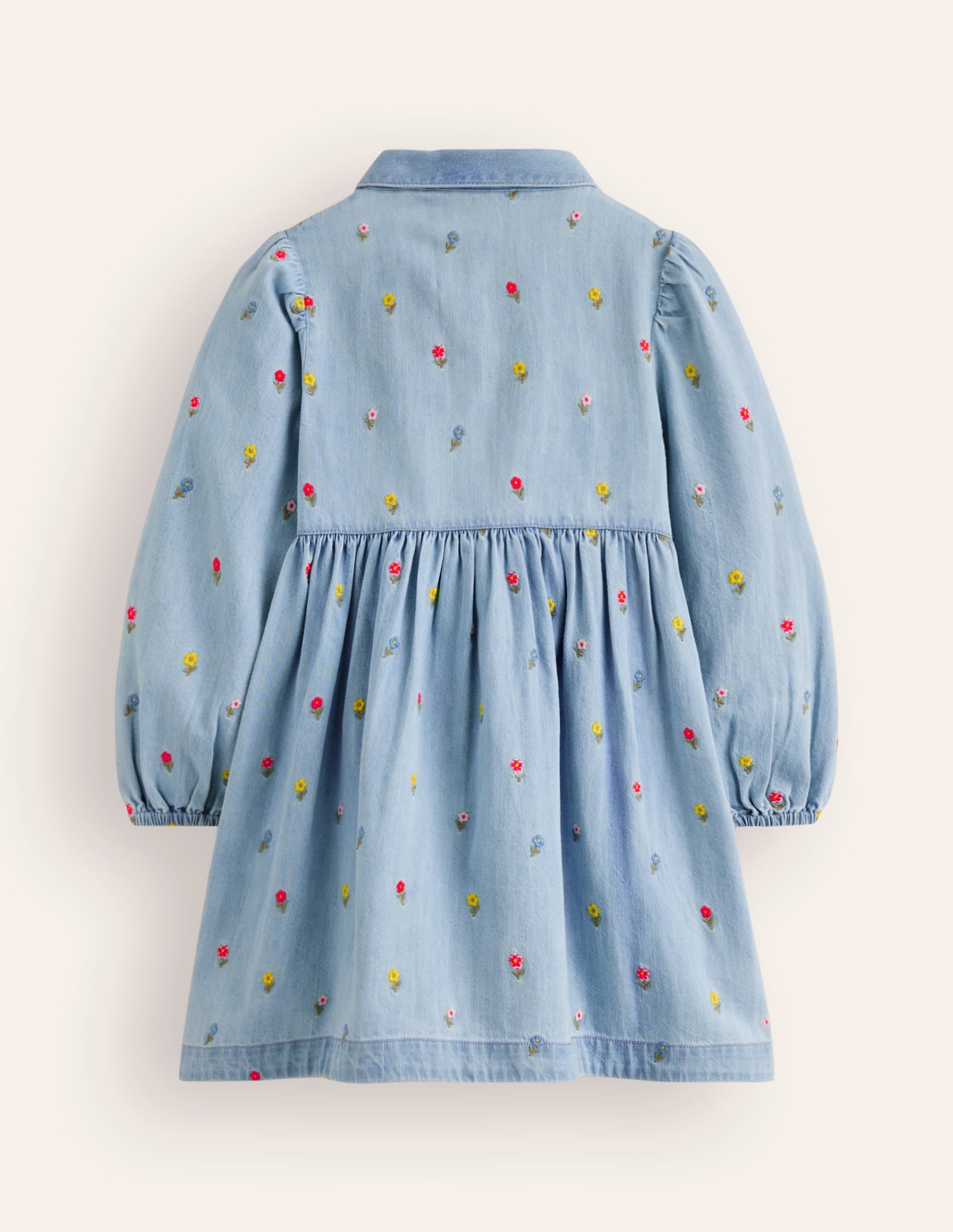 Aubrey Puff Sleeve Shirt Dress-Mid Vintage Denim Flower - Image 2